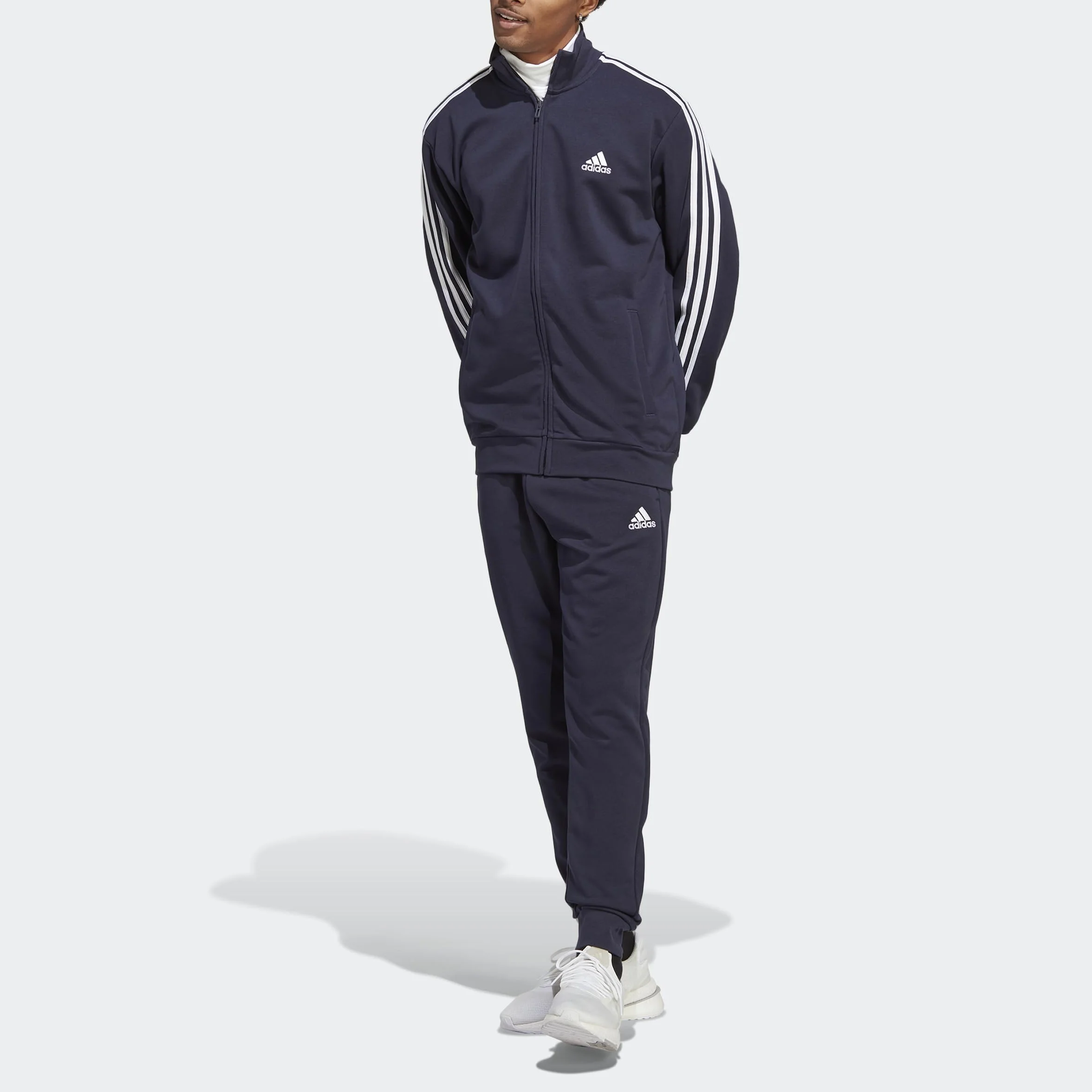 adidas Mężczyźni Basic 3-Stripes French Terry Track Suit, Legend Ink, L