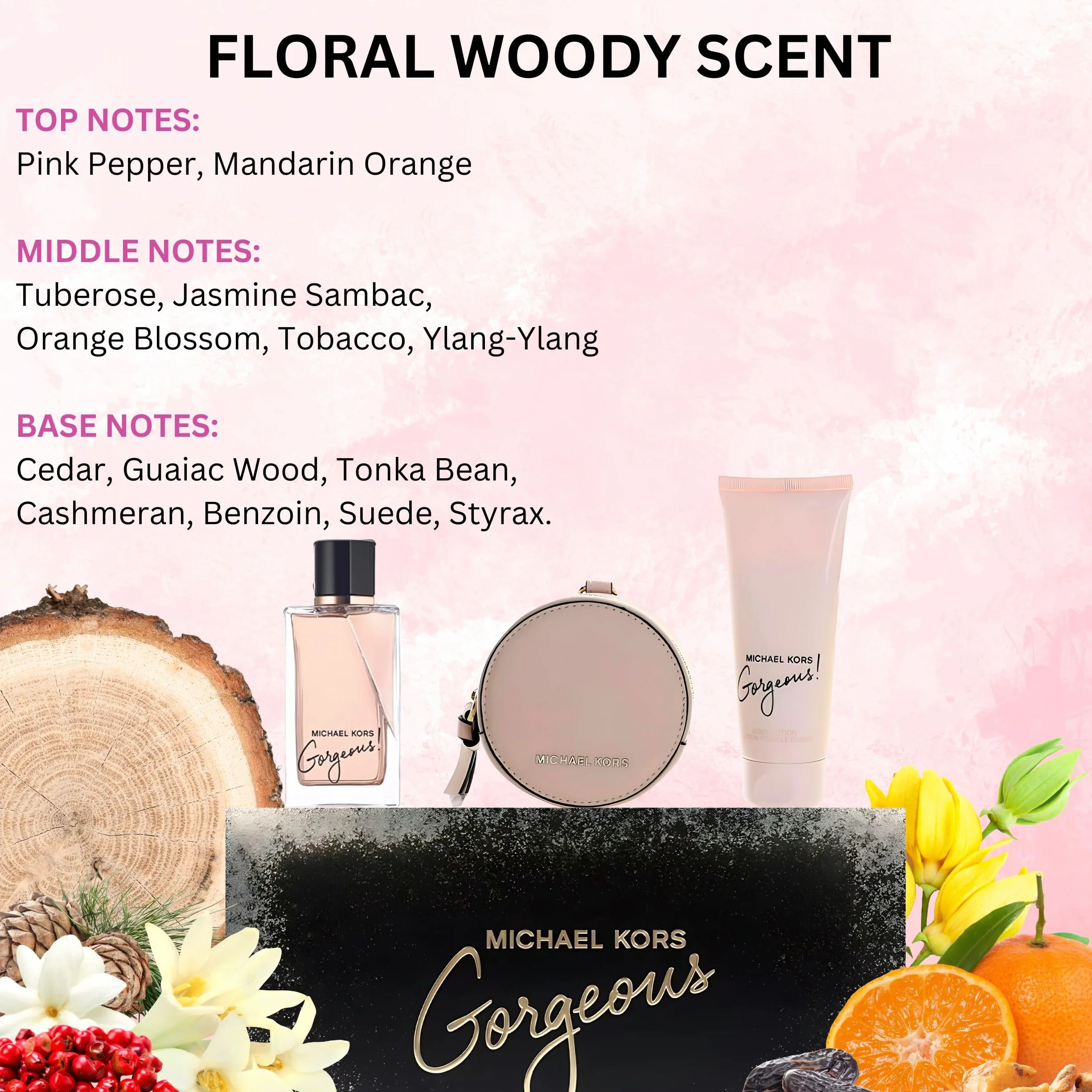 Michael Kors Gorgeous zestaw prezentowy 3,4 uncji EDP Spray balsam do ciała torebka
