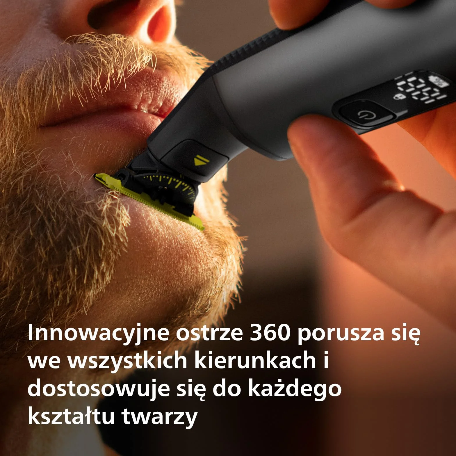 Philips OneBlade Pro 360 - Golarka do brody i do ciała z ostrzem 360, 1x ostrze 360, 1x nasadka do przycinania z 14 ustawieniami długości, 1x zestaw do ciała, 1x miękkie etui (model QP6551/30)