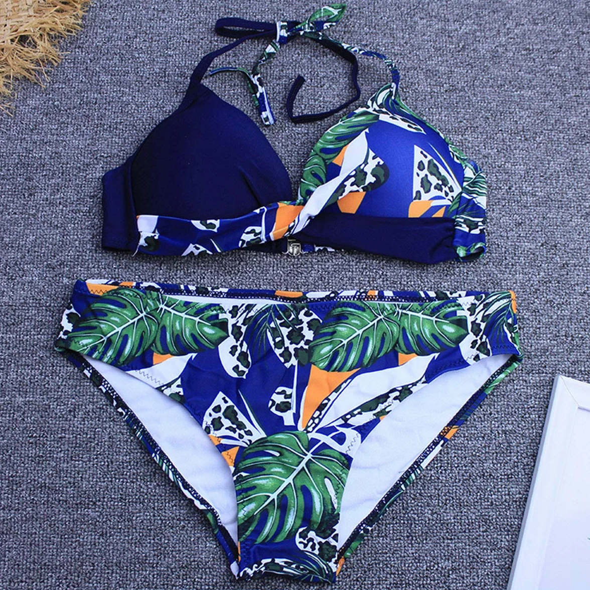 CheChury Damski 2-częściowy strój kąpielowy Sexy Tie-Dyed Zestawy Bikini Push Up Wyściełane wyszczuplające Trójkąt Pończochy Swimwear