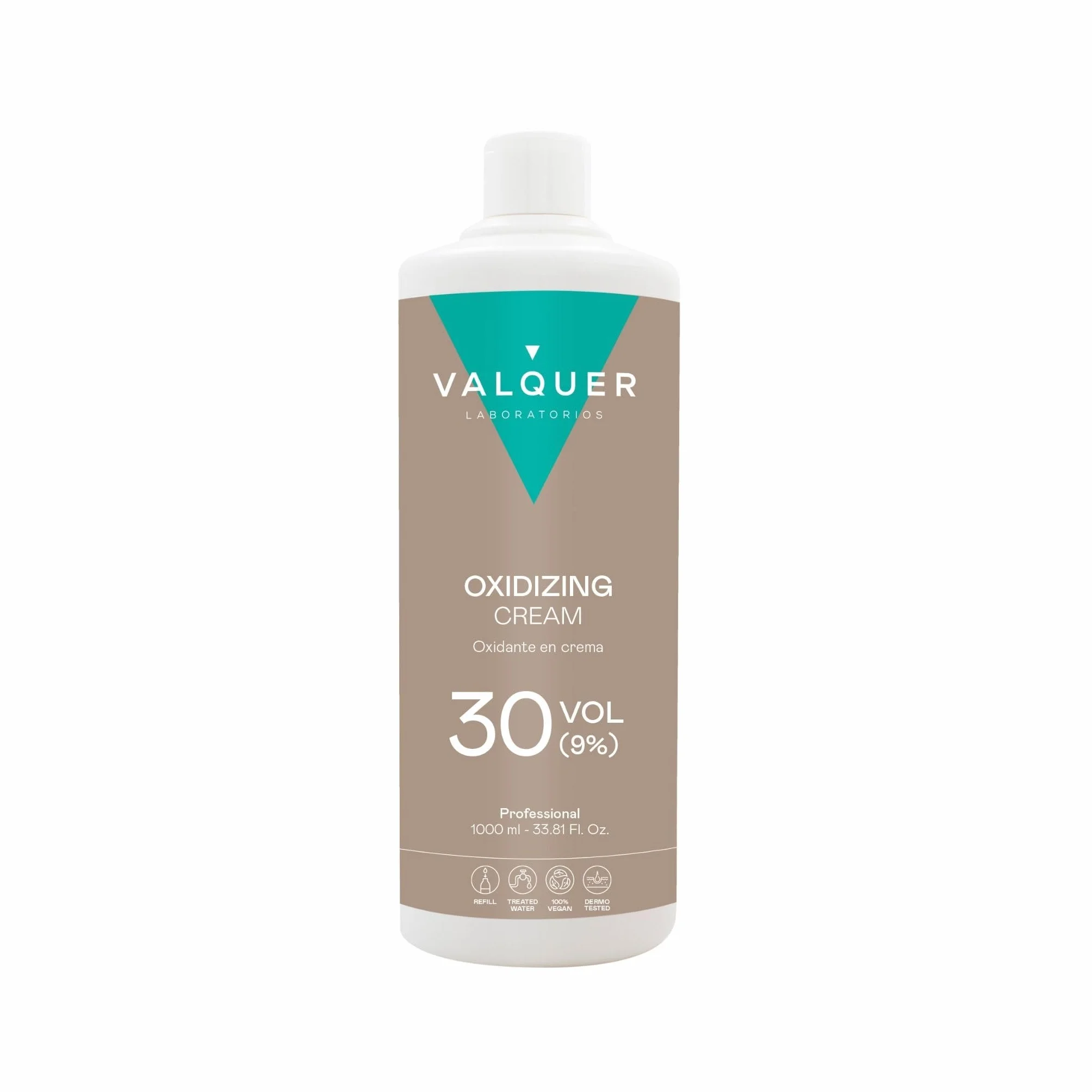 VALQUER Woda Utleniona w Kremie | Profesjonalny Utleniacz Fryzjerski do Koloryzacji i Rozjaśniania Włosów | Stabilizowana Kremowa Formuła | 30 Vol 9% | 1000 ml