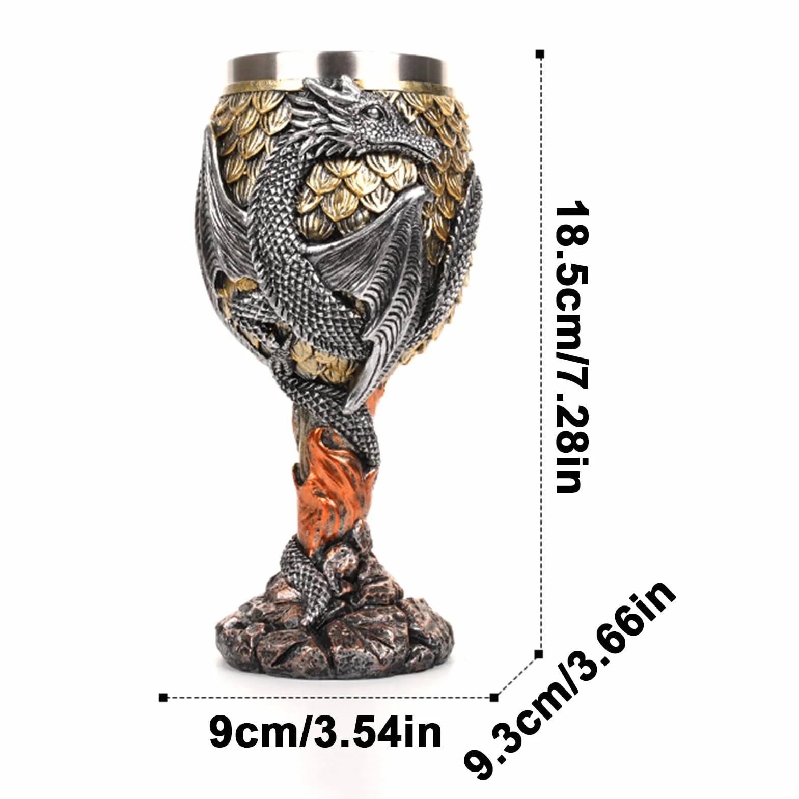 Średniowieczny kielich, smoczy kieliszek do wina - Kielich do wina ze stali nierdzewnej Dragons,Kielichy Smoków, bezpieczny i kreatywny średniowieczny kielich codziennego picia i dekoracji przyjęć