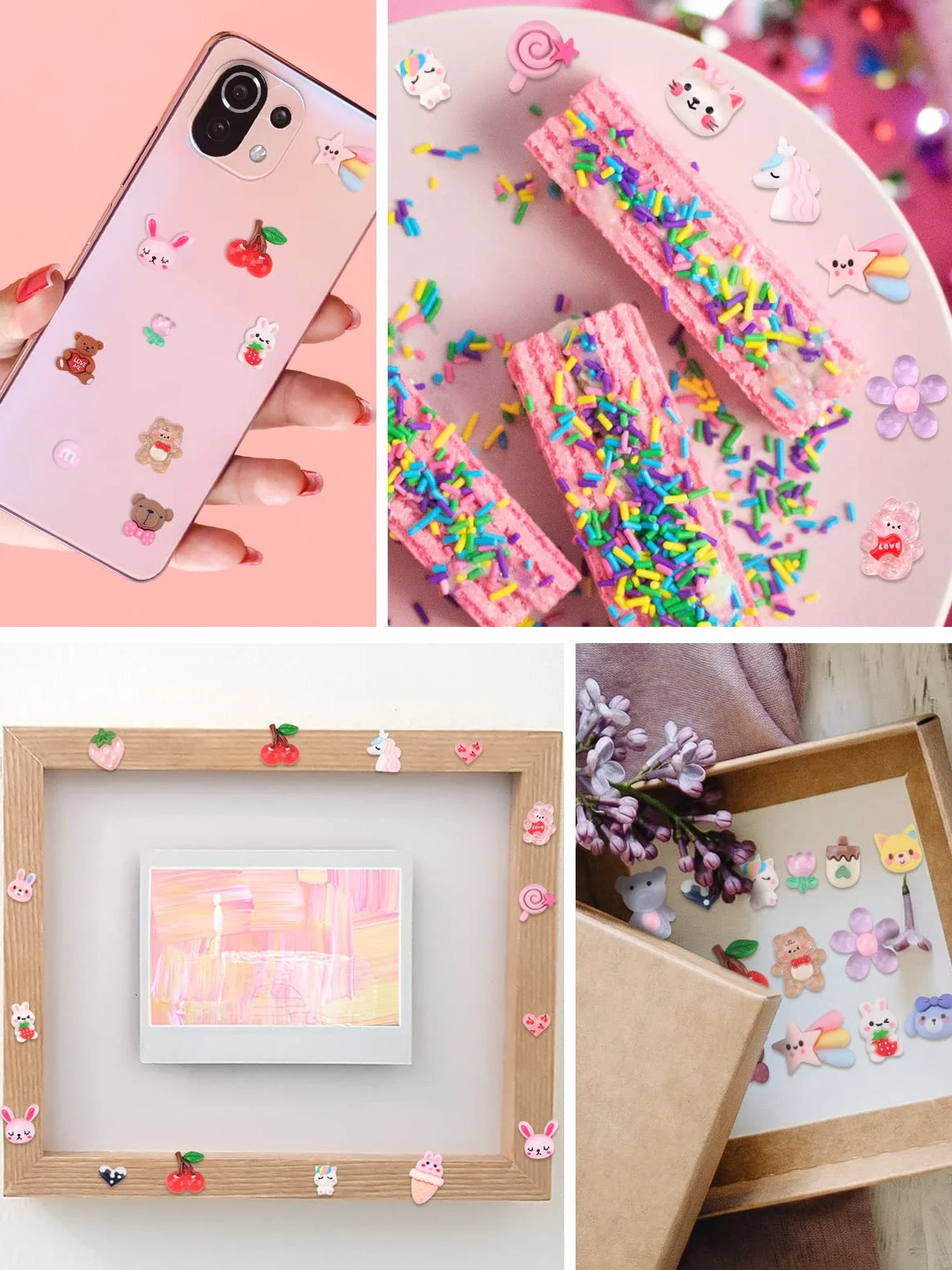 EBANKU Kawaii, płaskie plecach, urocze cukierki, zwierzęta, 100 szt., do samodzielnego wykonania biżuterii, 100 szt