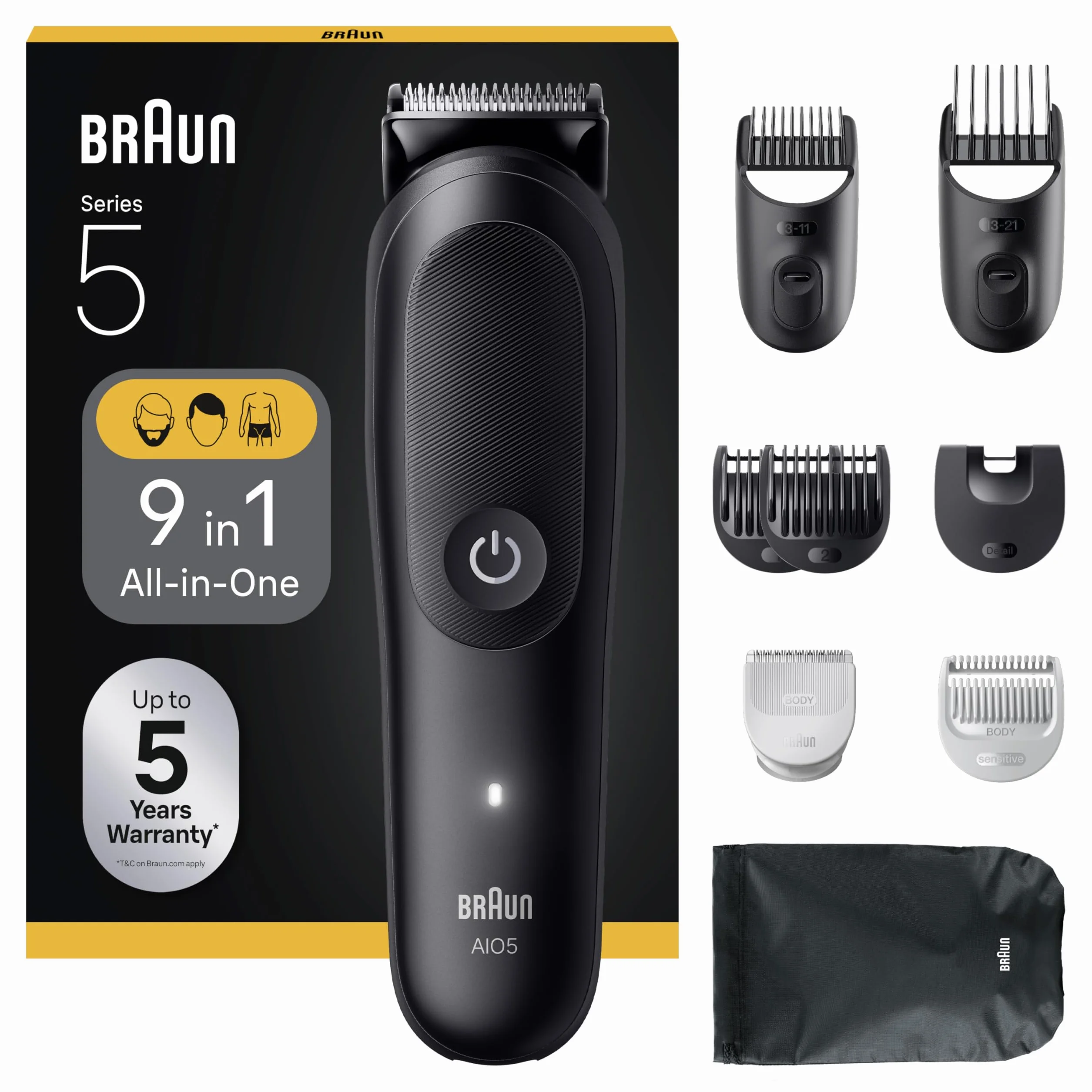 Braun Series 5 Wielofunkcyjny zestaw do pielęgnacji ciała 9 w 1, 120 min, czarny