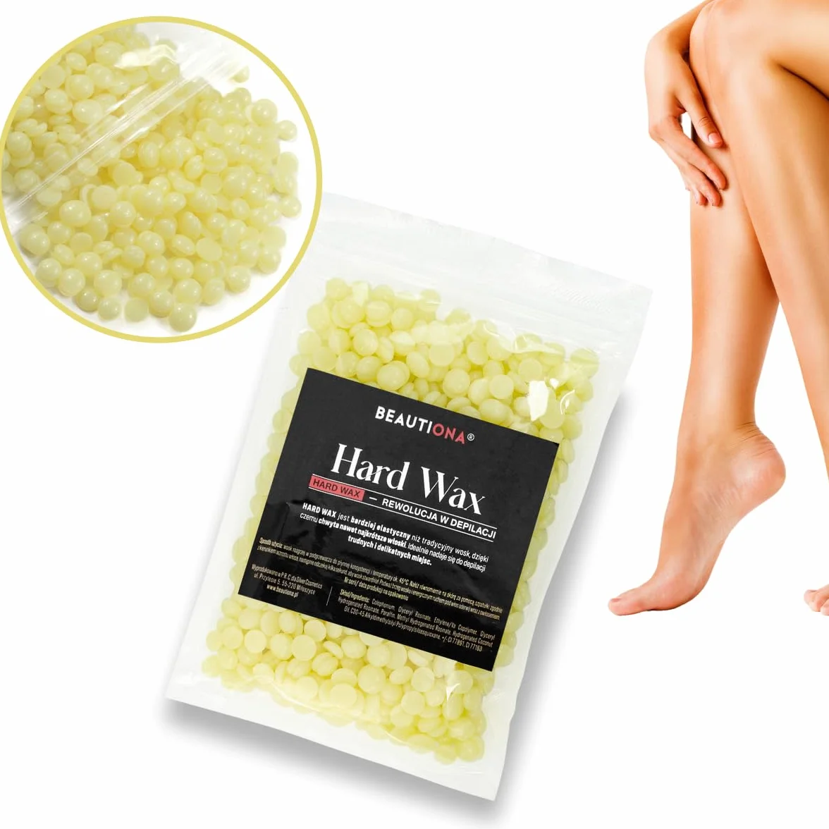 Naturalny wosk twardy w kroplach do depilacji, depilacja bez pasków na twarz, brwi, ramiona, nogi, strefę bikini, depilacja dla każdego rodzaju skóry (100 g, kolor miodowy)