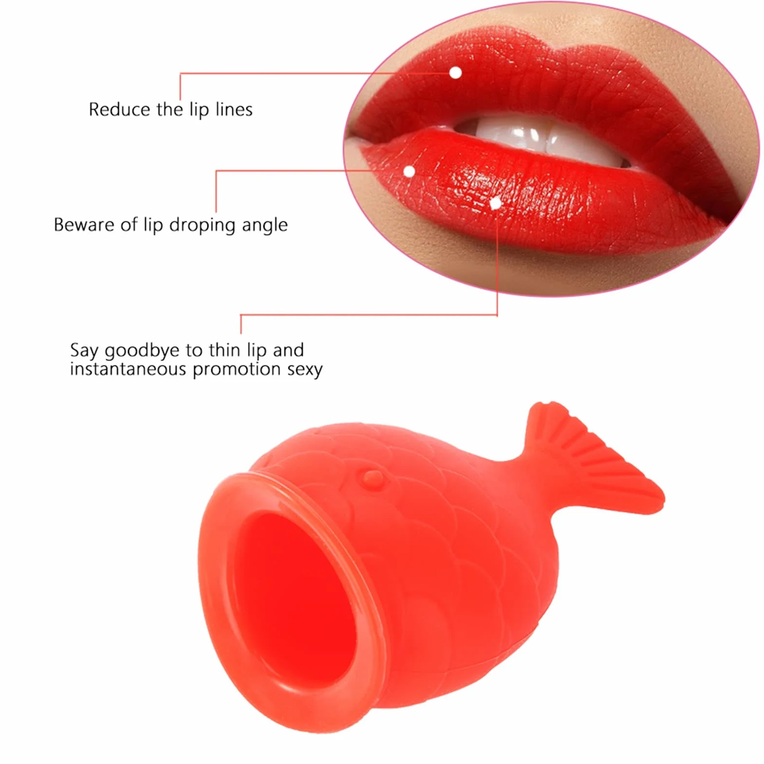 Lip Plumper, Warga Plumper Przyssawka, Przenośny Kształt Ryby Wargi Plumper Enhancer Urządzenie do Powiększania Ust Przyrząd Kosmetyczny dla Kobiet