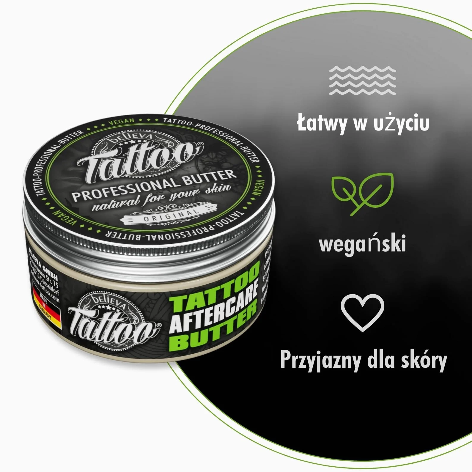 Believa Tattoo Masło 100ml Wegański Krem do Pielęgnacji Tatuażu
