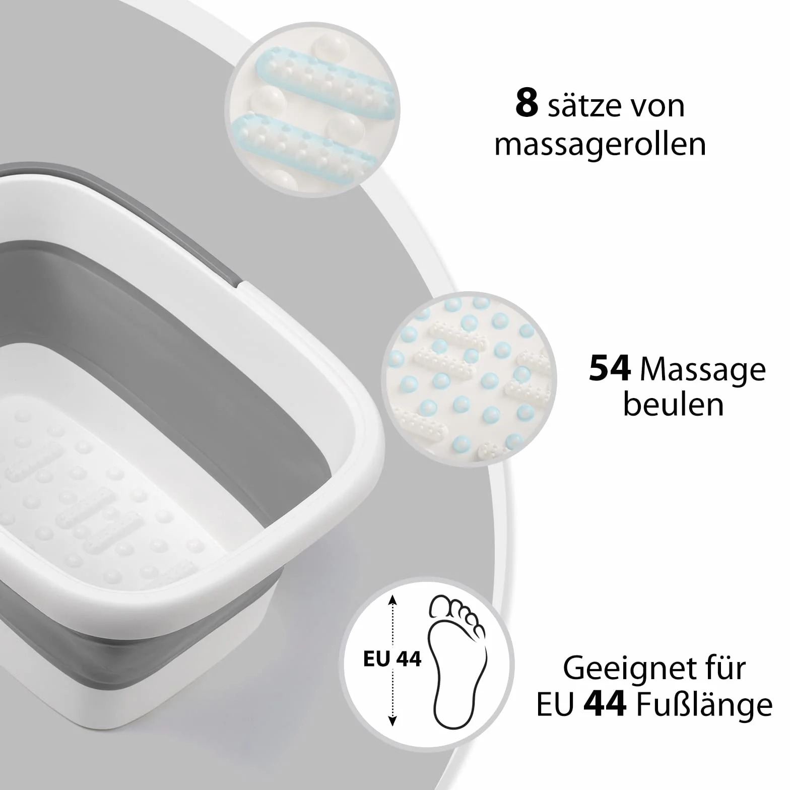 DEANIC Foot Spa, kąpiel stóp z masażerem, składana miska do pedicure, szary