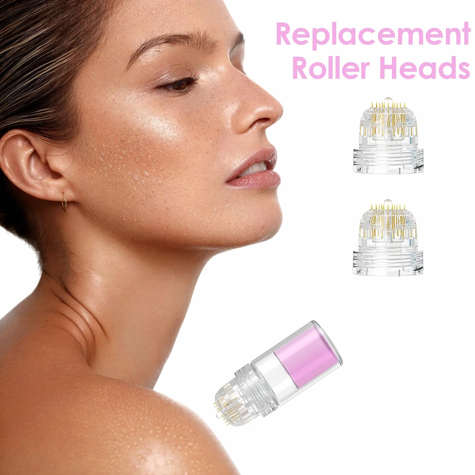 Derma Stamp Hydra Needle 20, Microneedling Tytan 20 Pin Długość 0,5 mm, Serum Aplikator wielokrotnego użytku z 2 dodatkowymi zamiennymi głowicami, do pielęgnacji skóry
