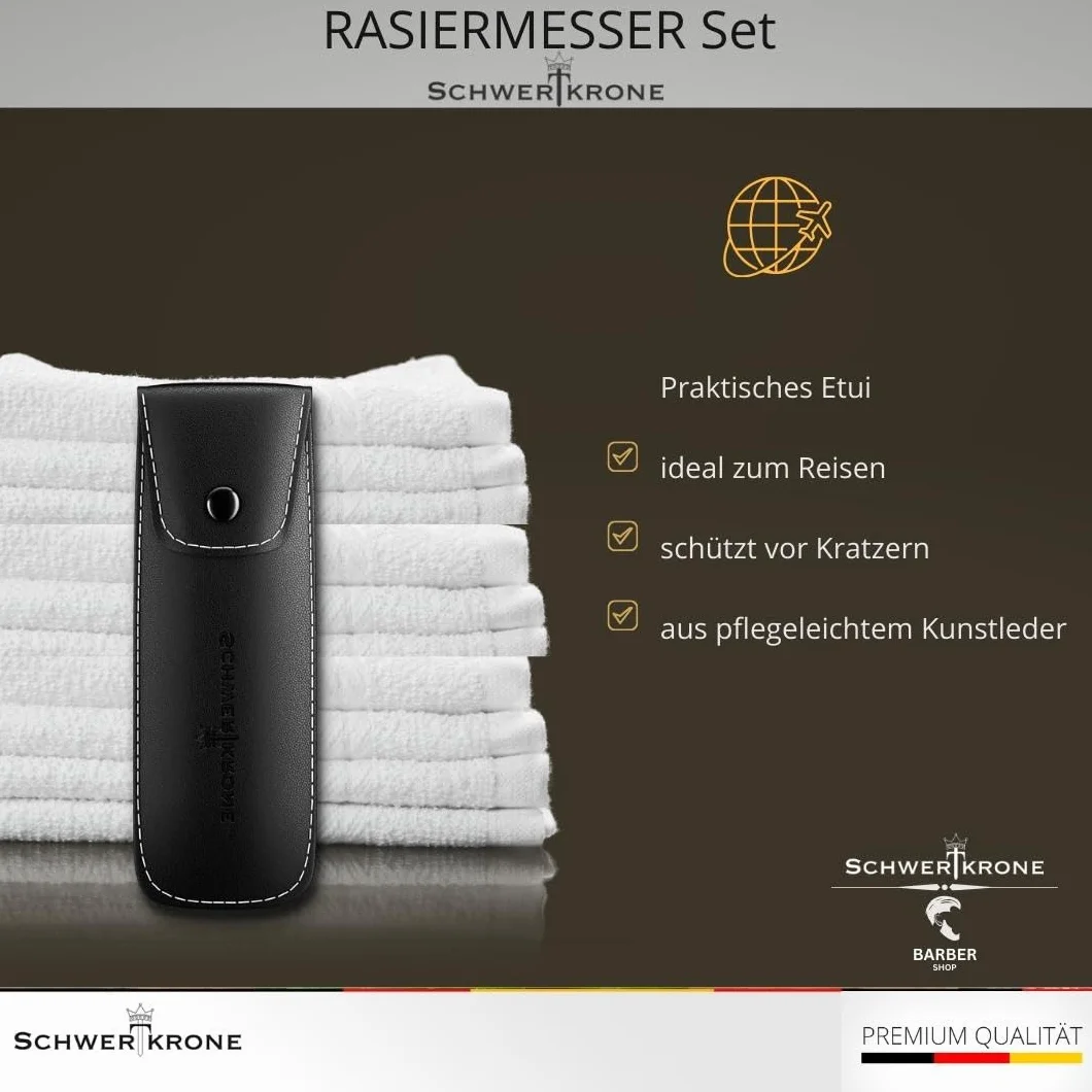 Schwertkrone Maszynka do golenia dla mężczyzn z 100 wymiennymi ostrzami premium i etui (czarna)