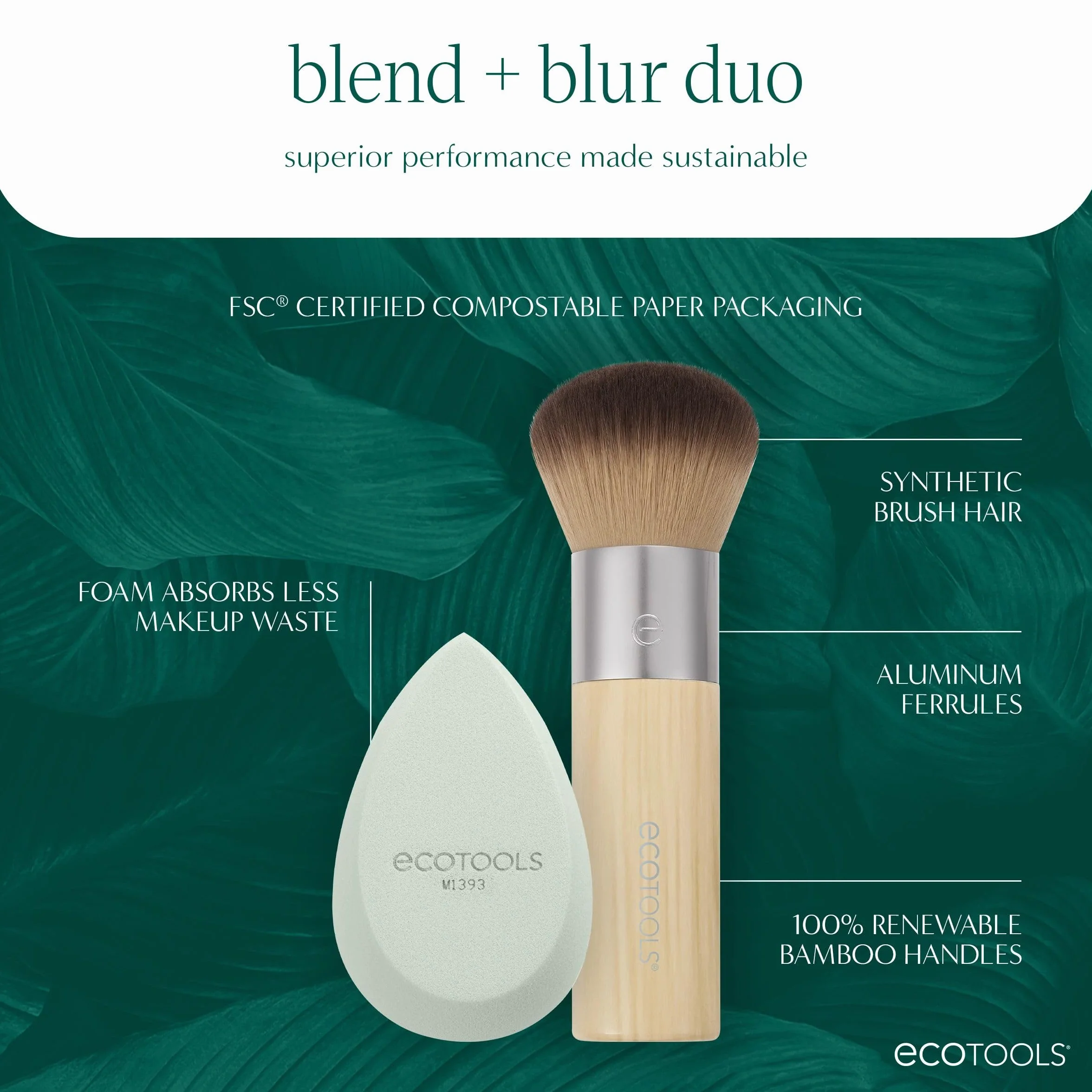 EcoTools Blend + Blur Makeup Brush and Sponge Duo, 2 sztuki