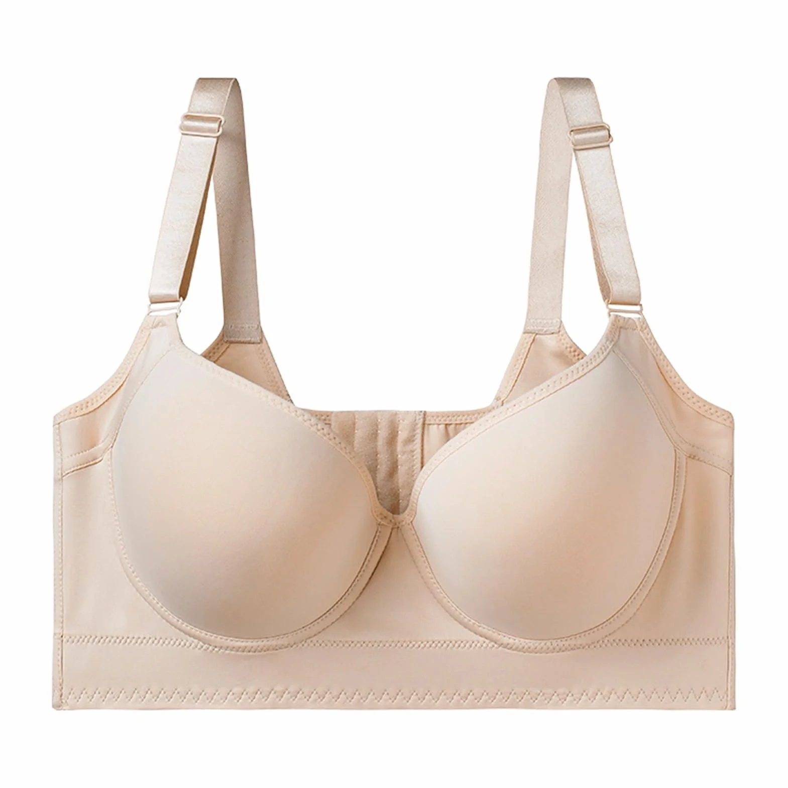 Postpartum Recovery Bras For Women High Compression Push Up Sculpting Camisole Bra Underwear With 8-Row Buckles (Color : Beige, Size : 90/40D)