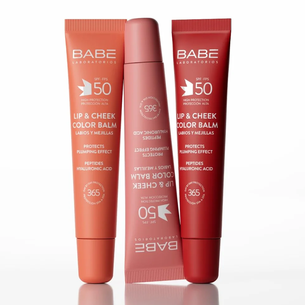 Laboratorios Babé - LIP & CHEEK SPF 50 ROSA - Balsam fotoochronny w różowym odcieniu | Wysoka ochrona przeciwsłoneczna SPF 50 | Nawilżenie i naturalny efekt objętości | na usta i policzki