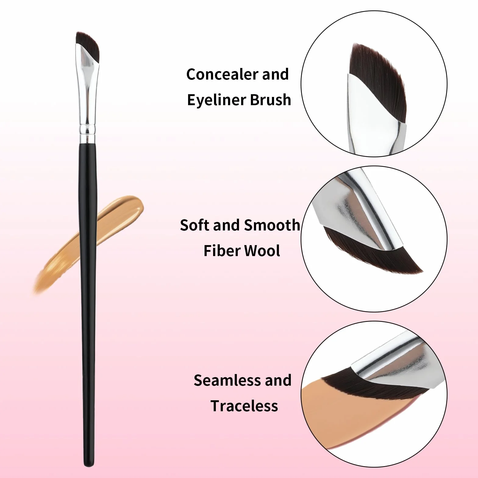 Zestaw pędzli do eyelinera, 3 szt. pędzelków sierpowatych do eyelinera, ultracienkich kątowych pędzli do eyelinera, korektora do brwi, konturówki do oczu, narzędzie kosmetyczne do pudru, żelu, kremu,