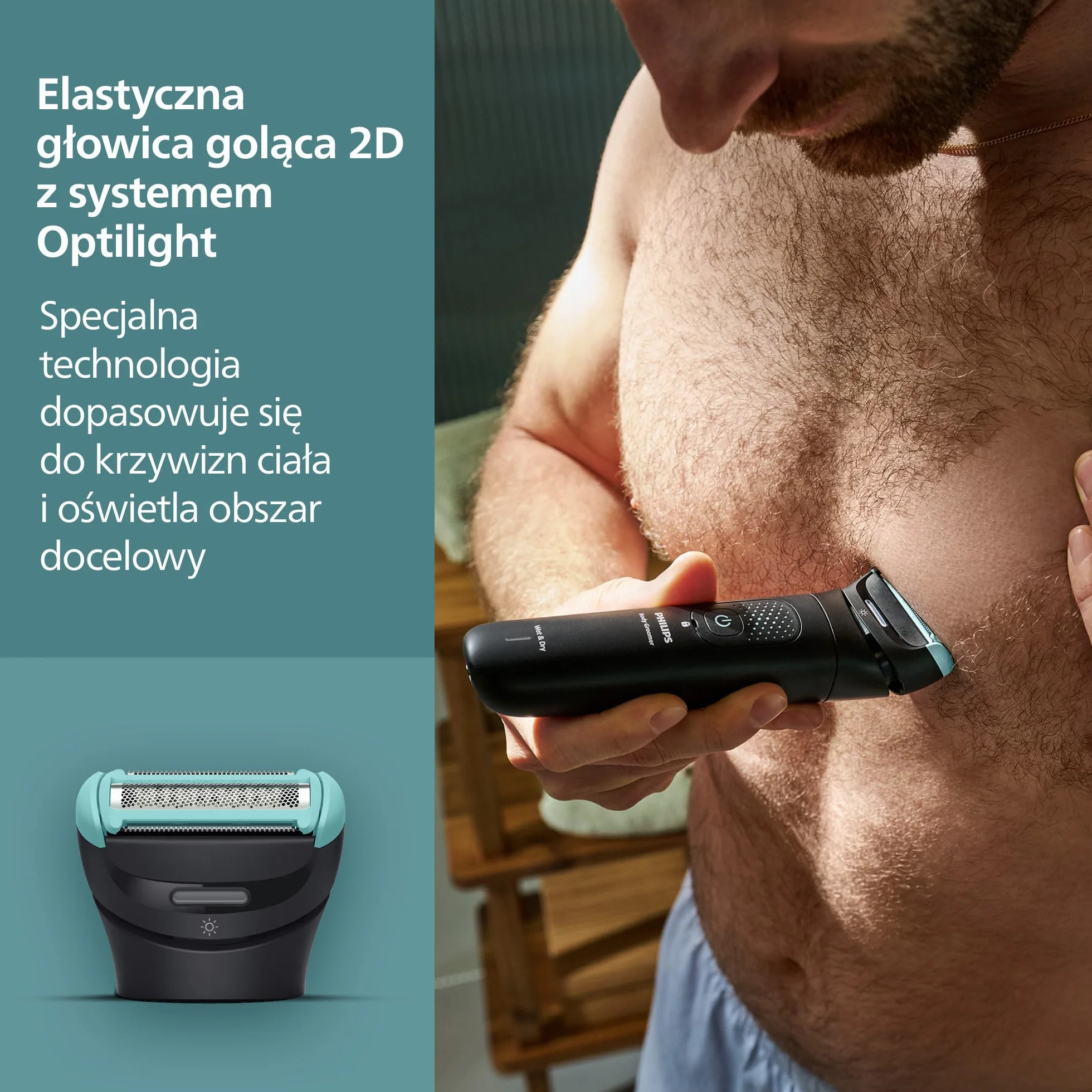 Wymienna folia końcówki trymera do ciała Philips – system Triple Protect, gładkie i precyzyjne golenie, 100% wodoodporności, model BG2010/43
