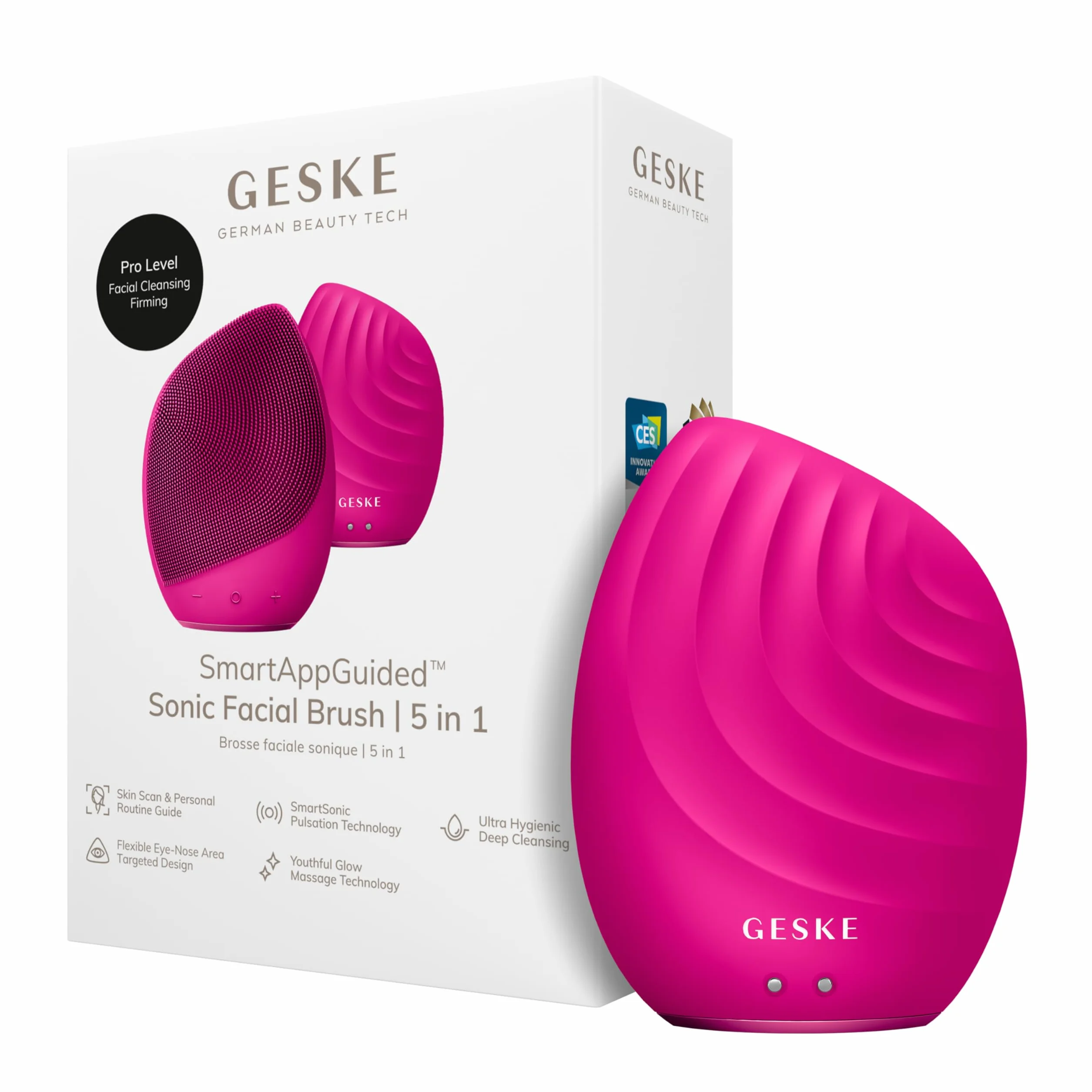GESKE SmartAppGuided™ 5 w 1 Elektryczna Szczoteczka do twarzy Silikonowa Miękka Masażer Oczyszczanie