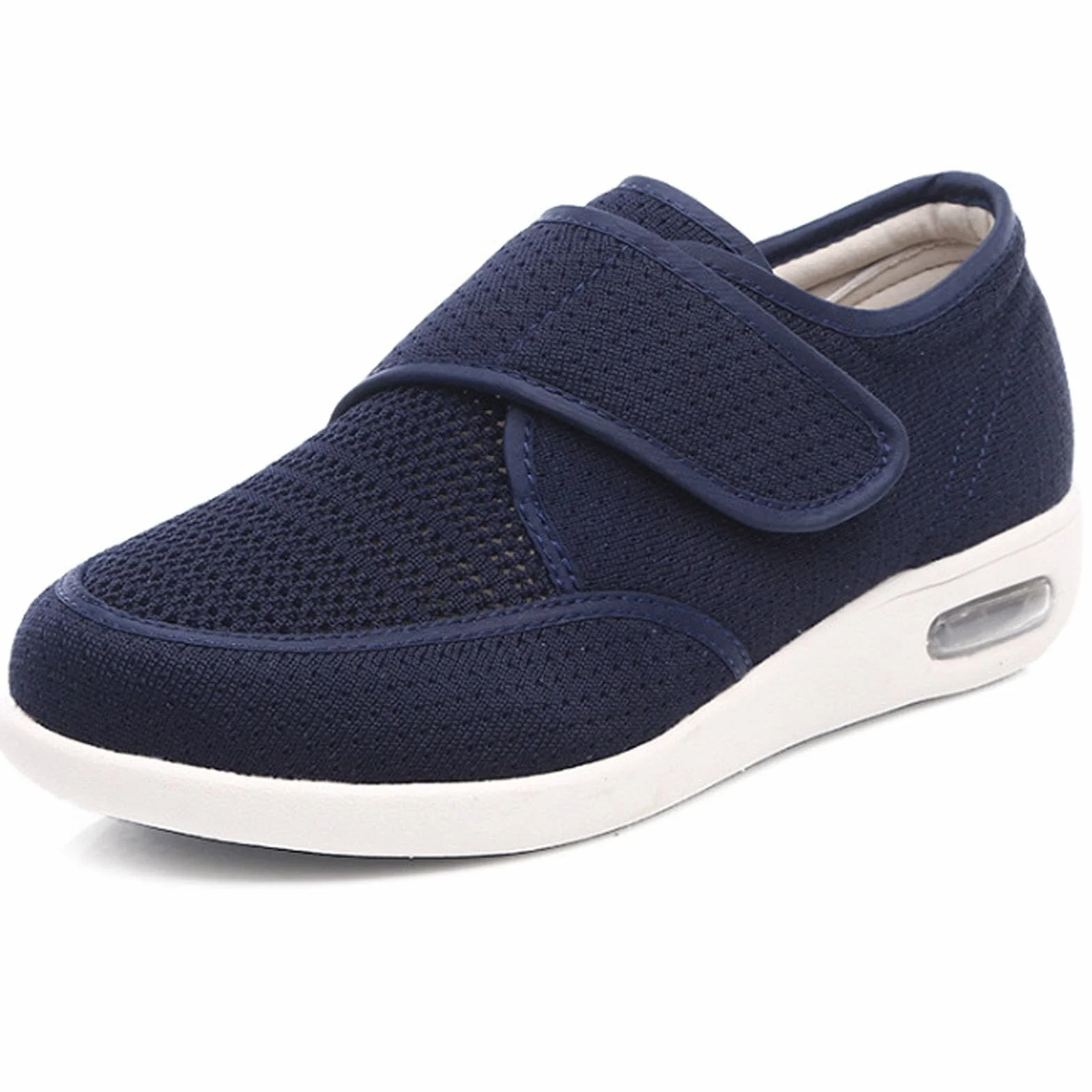 Women's Men Diabetic Shoes,Women's Wide Width Elderly Shoes Adjustable Closure Lightweight Breathable Swollen Feet Walking Edema Sneakers (Blue Men 4/Women 5)