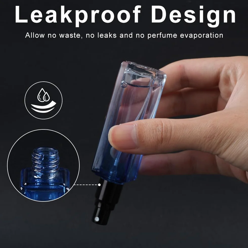 LOPHE Kwadratowa butelka z pompką, 20 ml, rozpylacz o zapachu podróży, wielokrotnego użytku, atomizer do pracy, na wakacje