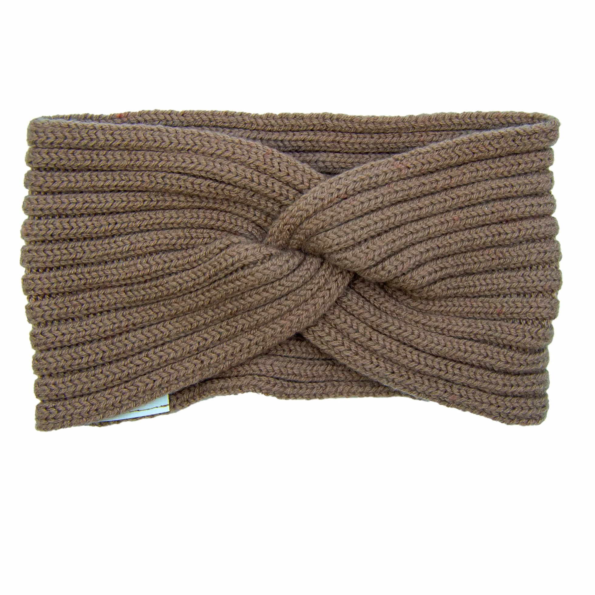 molti Damska zimowa opaska na czoło ze 100% wełny merynosów, opaska na włosy, 55-60 cm, ciepła, miękka, elastyczna, modna alternatywa dla czapki, prążkowana dzianina (Mokka)