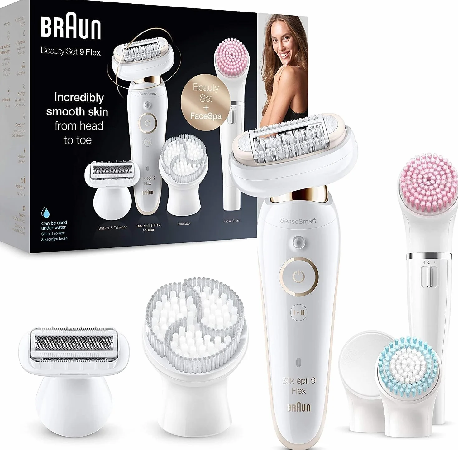 Braun Silk Épil 9 Flex Depilator, Biały, 13 Elementów