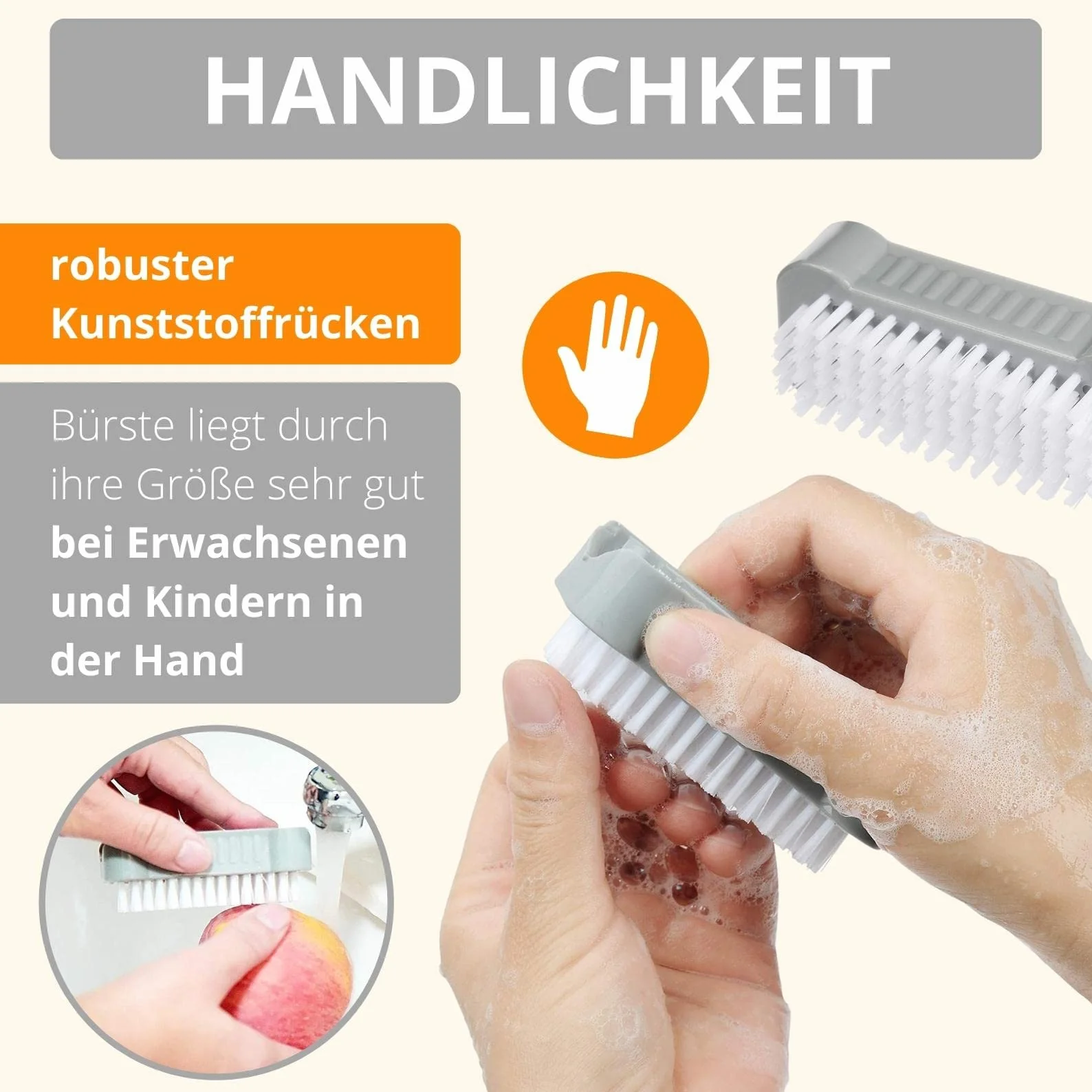 AMATHINGS Dwustronna szczotka do mycia rąk do dokładnego uniwersalnego czyszczenia (kolor szary) – szczotka do paznokci (6 sztuk) – szczotki do czyszczenia powierzchni i rąk