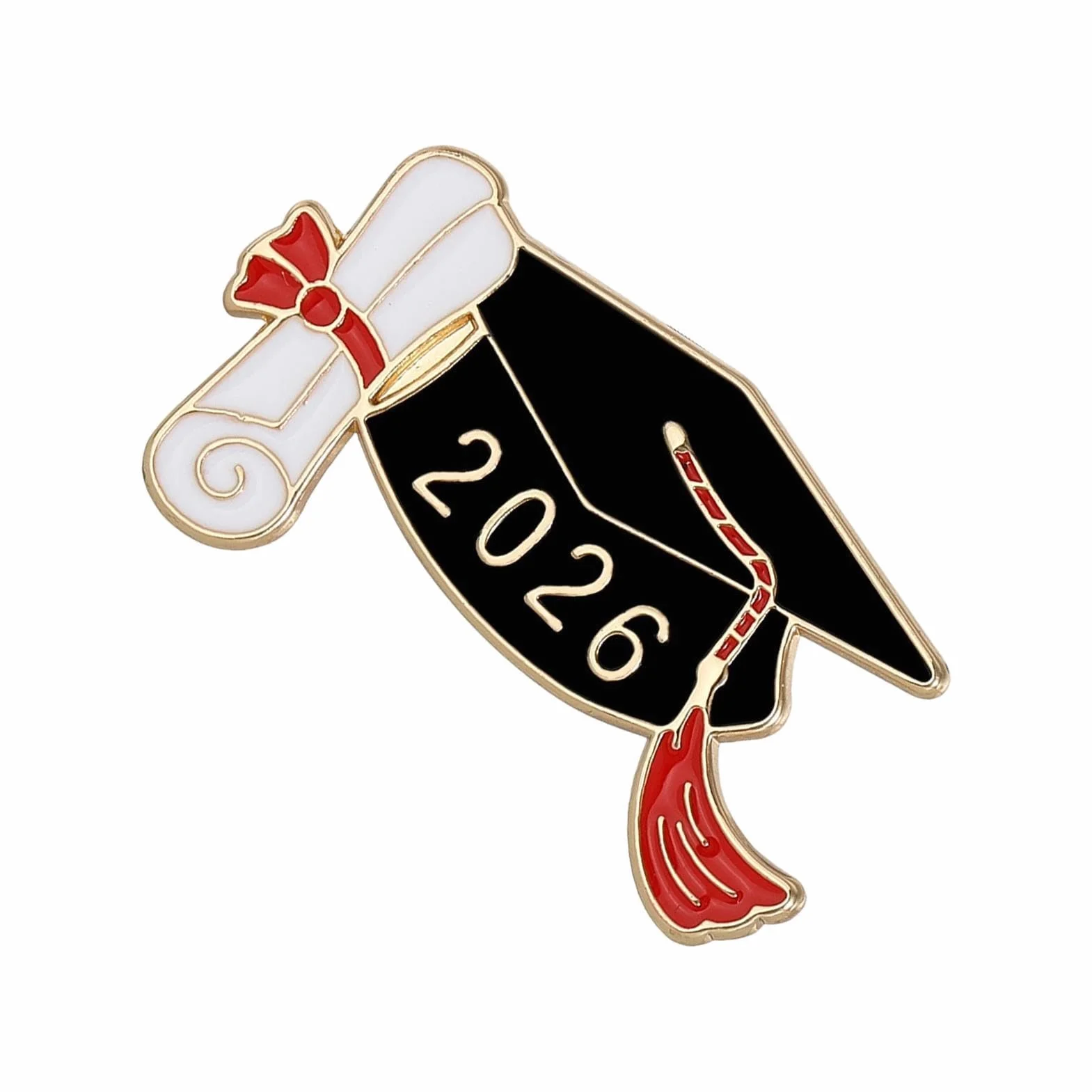 Generic Graduation Brooch Pin, Grad Lapel Badge, 2026 Grad Pin, Gold Metal Brooch, Stylish Graduation Accessory for Teacher School Student High School College Collar Shawl Sweater Coat