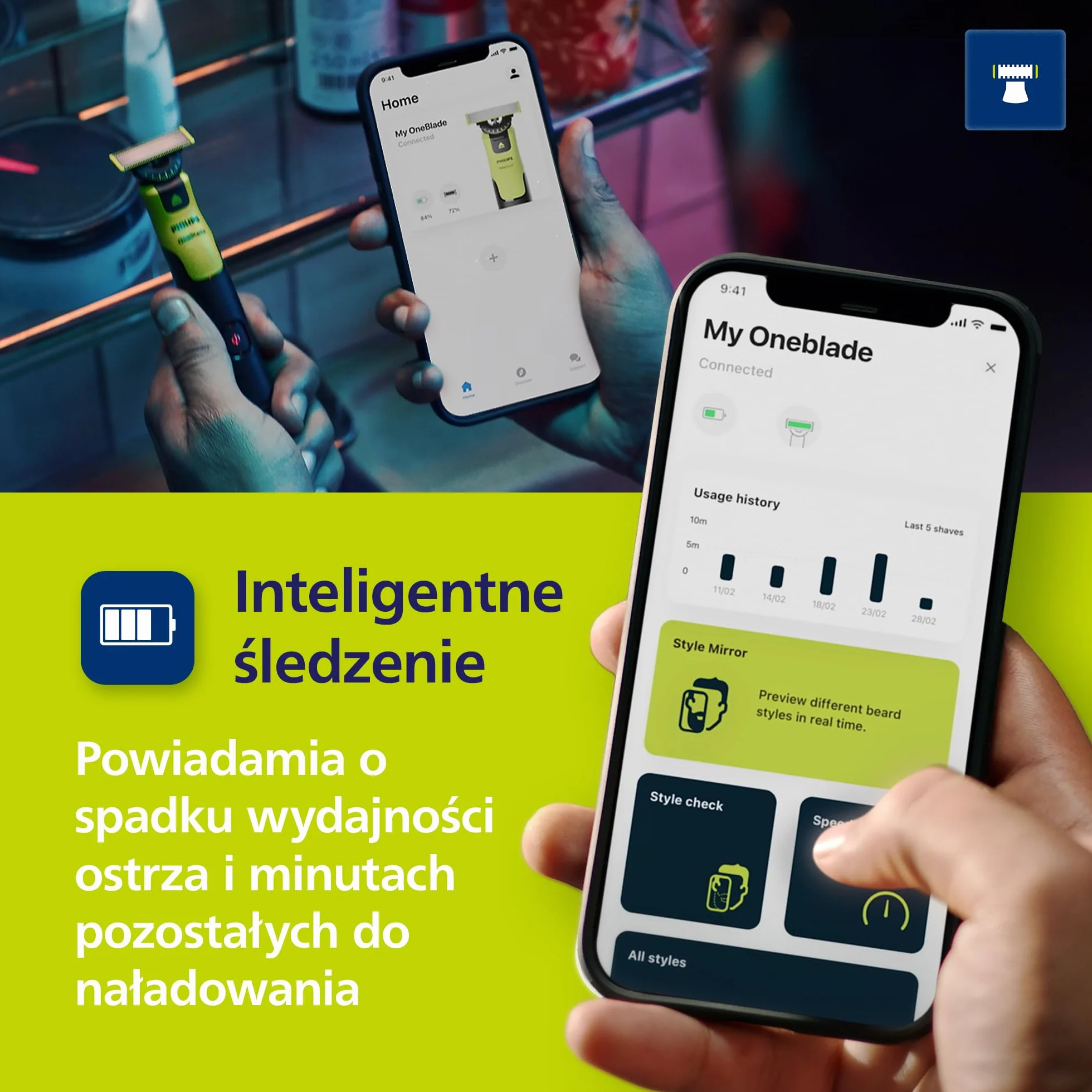 Philips OneBlade 360 Autentyczny Połączony Elektryczna golarka do twarzy i ciała, trymer do brody i groomer, 360 i oryginalne ostrzy, regulowany grzebień 5w1, zestaw do ciała, etui podróżne, QP4631/65