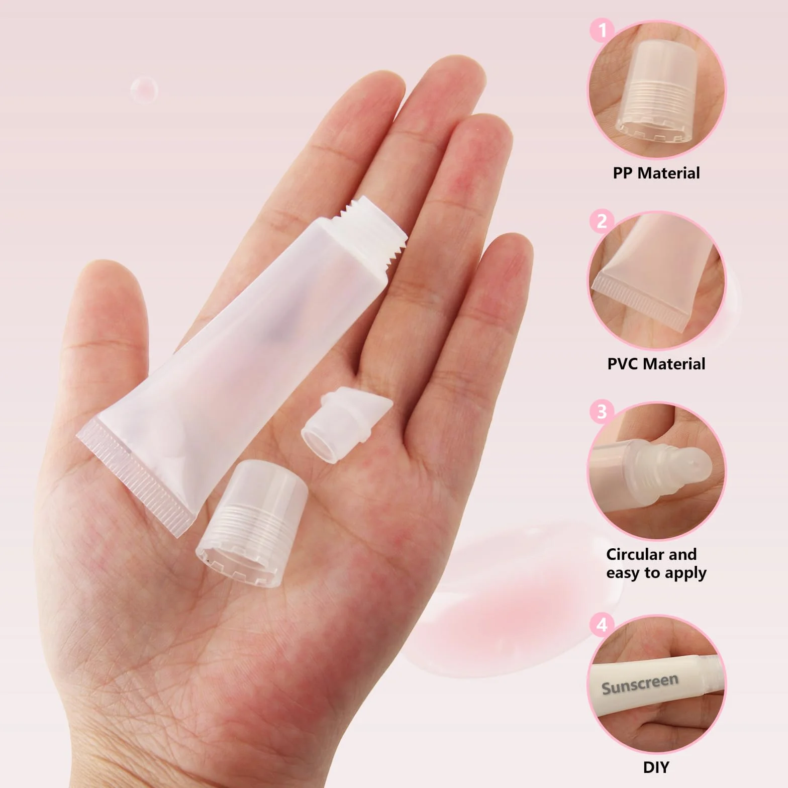 32 sztuki pustych tubek na balsam do ust, 10 ml, pusta tubka, do wielokrotnego napełniania, przezroczysta tubka balsam do ust, balsam do ust do szamponu, balsamu do błyszczyków