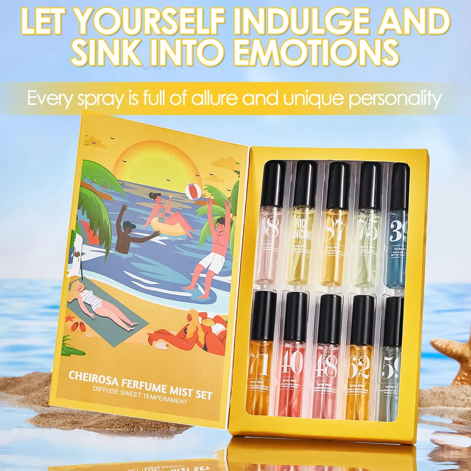 Perfumy do ciała w sprayu dla kobiet, zestaw Cheirosa 10 x 5 ml, różne zapachy, format podróżny