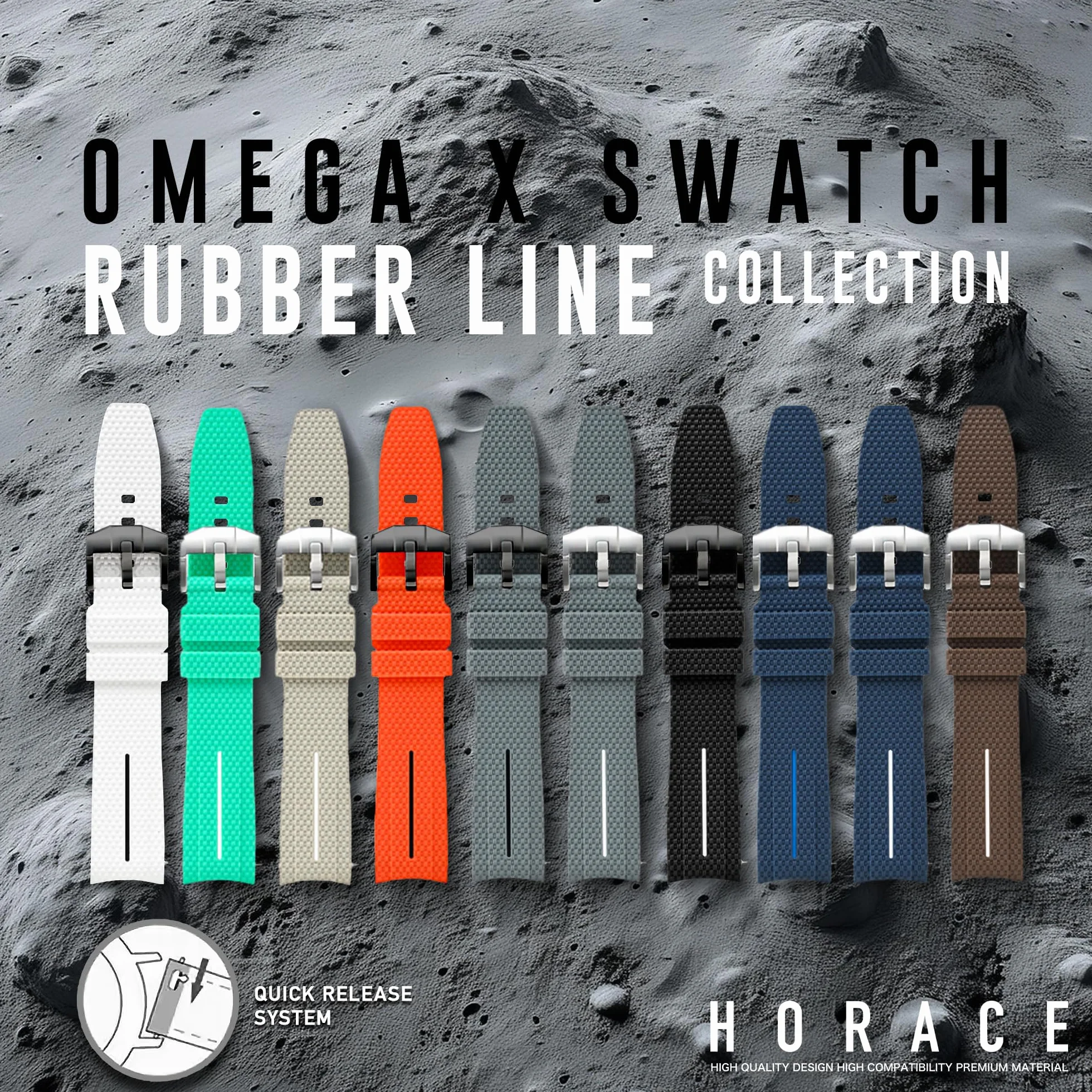 HORACE Uniwersalny gumowy pasek szybkozłączny kompatybilny z Omega x Swatch MoonSwatch 20 mm