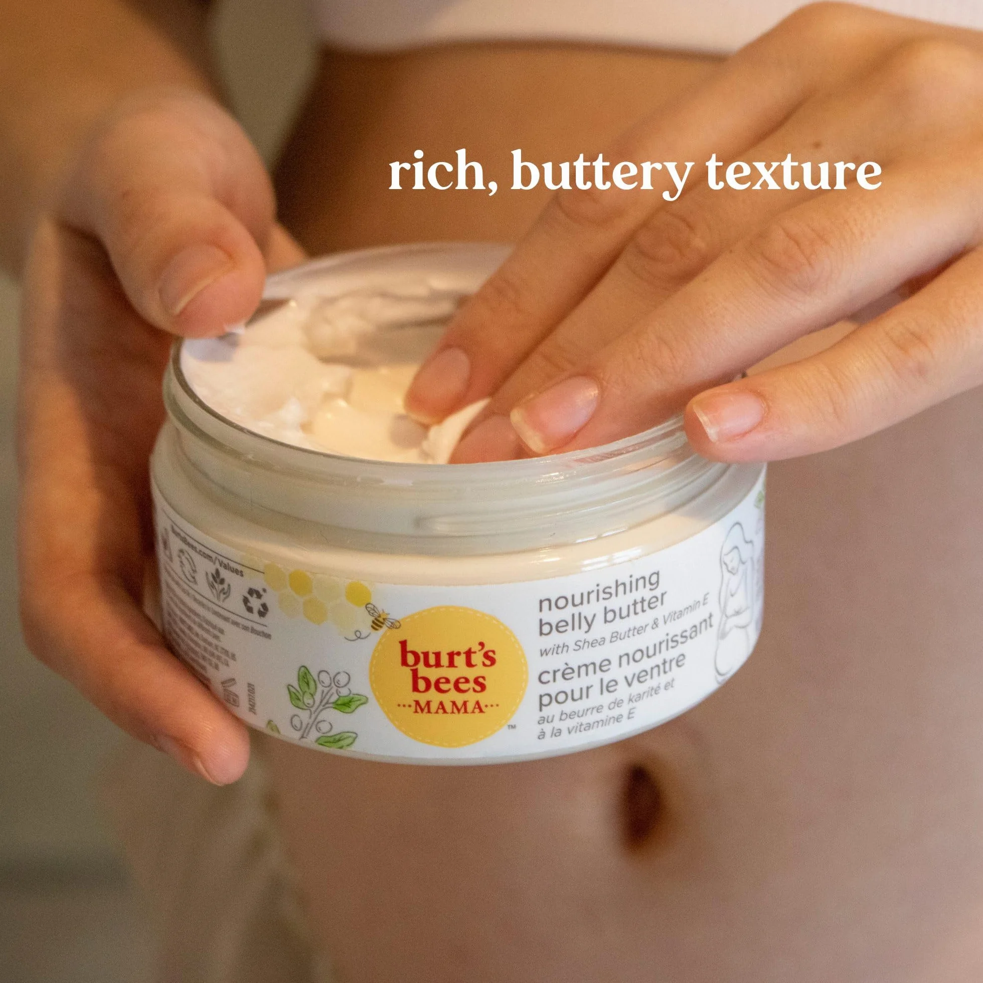 Burt's Bees Mama Bee Bezzapachowe Masło do Ciała, Na Brzuch, 185 g