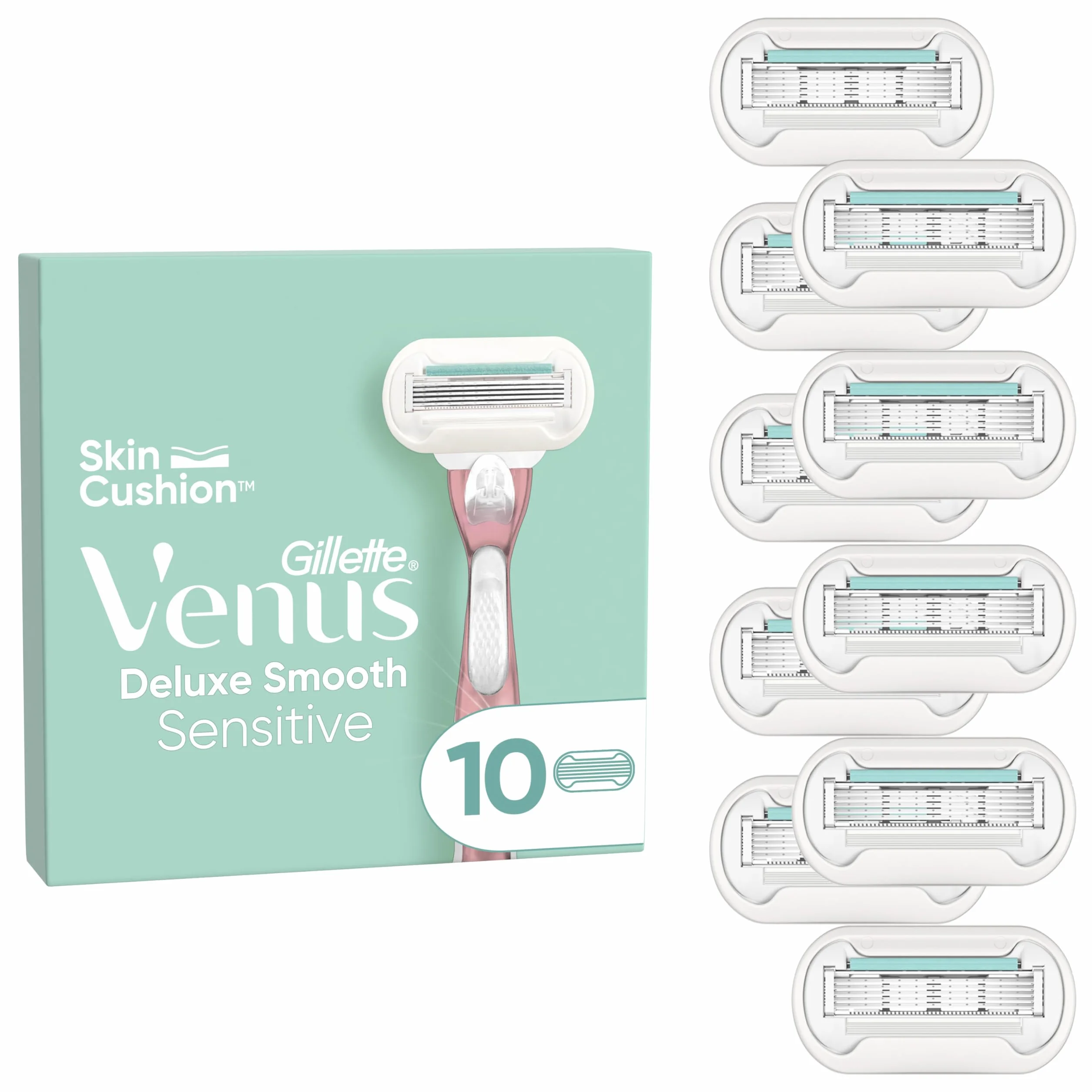 Gillette Venus Deluxe Smooth Sensitive Wkłady wymienne do maszynki do golenia dla kobiet, 10 sztuk, 5 ostrzy