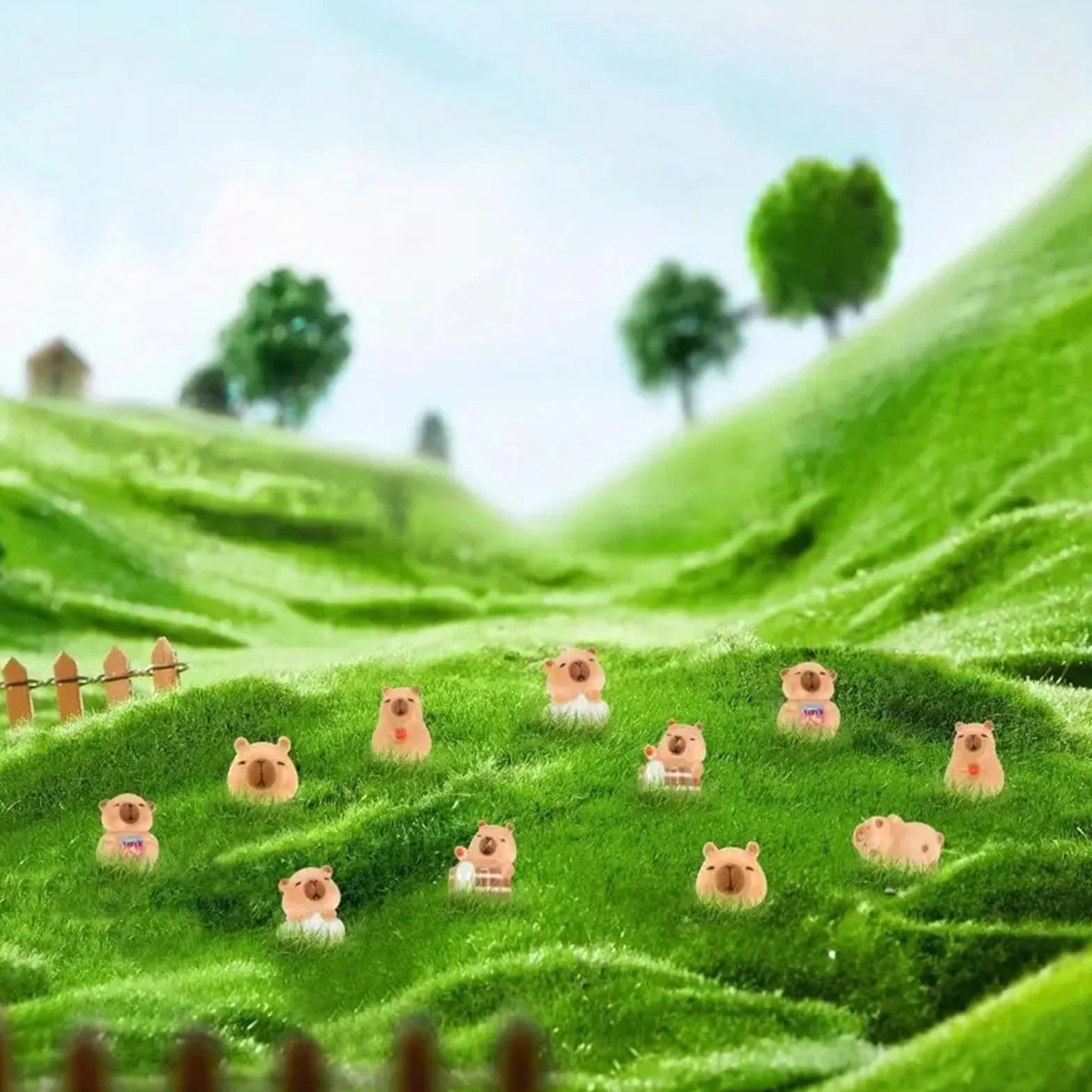 200 sztuk mini figurek capybaras z pudełkiem do przechowywania zwierząt w brązowej mące słodka miniaturowa świnka wodna do majsterkowania rzemiosło decor