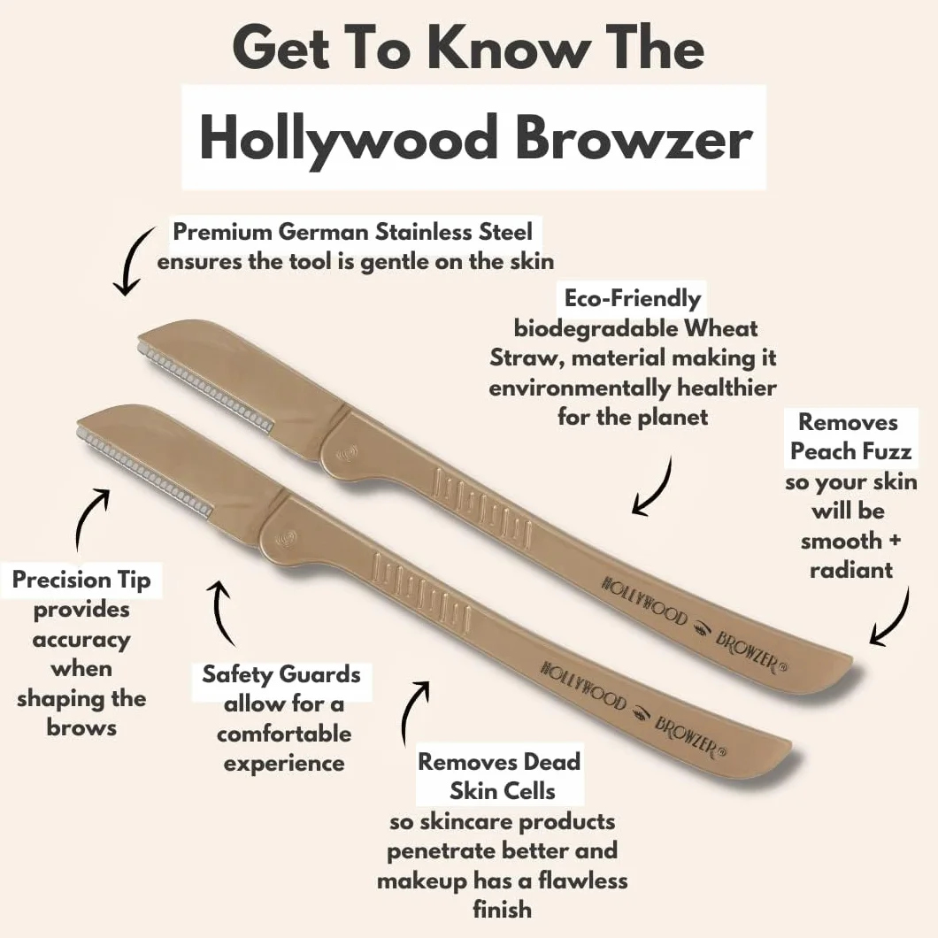 Hollywood Browzer Duo | profesjonalna golarka do twarzy | usuwanie kłaczków/włosów, peeling i brwi, dla kobiet - złota