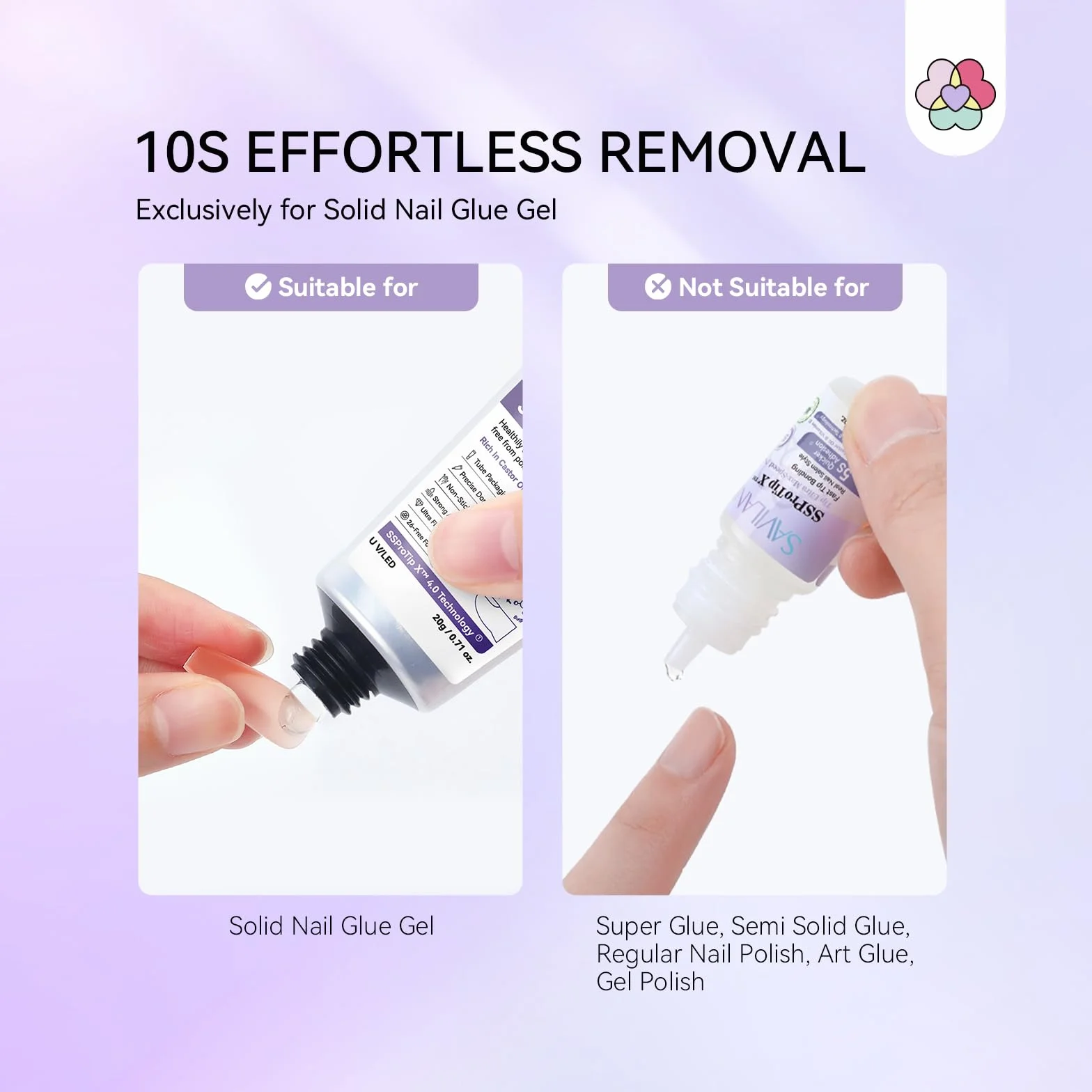 SAVILAND Advanced Press On Nail Polish Remover Pen: 10-sekundowy, bezproblemowy zmywacz do kleju do paznokci, 2 sztuki Click & Remove Nail Glue Remover do paznokci Press On