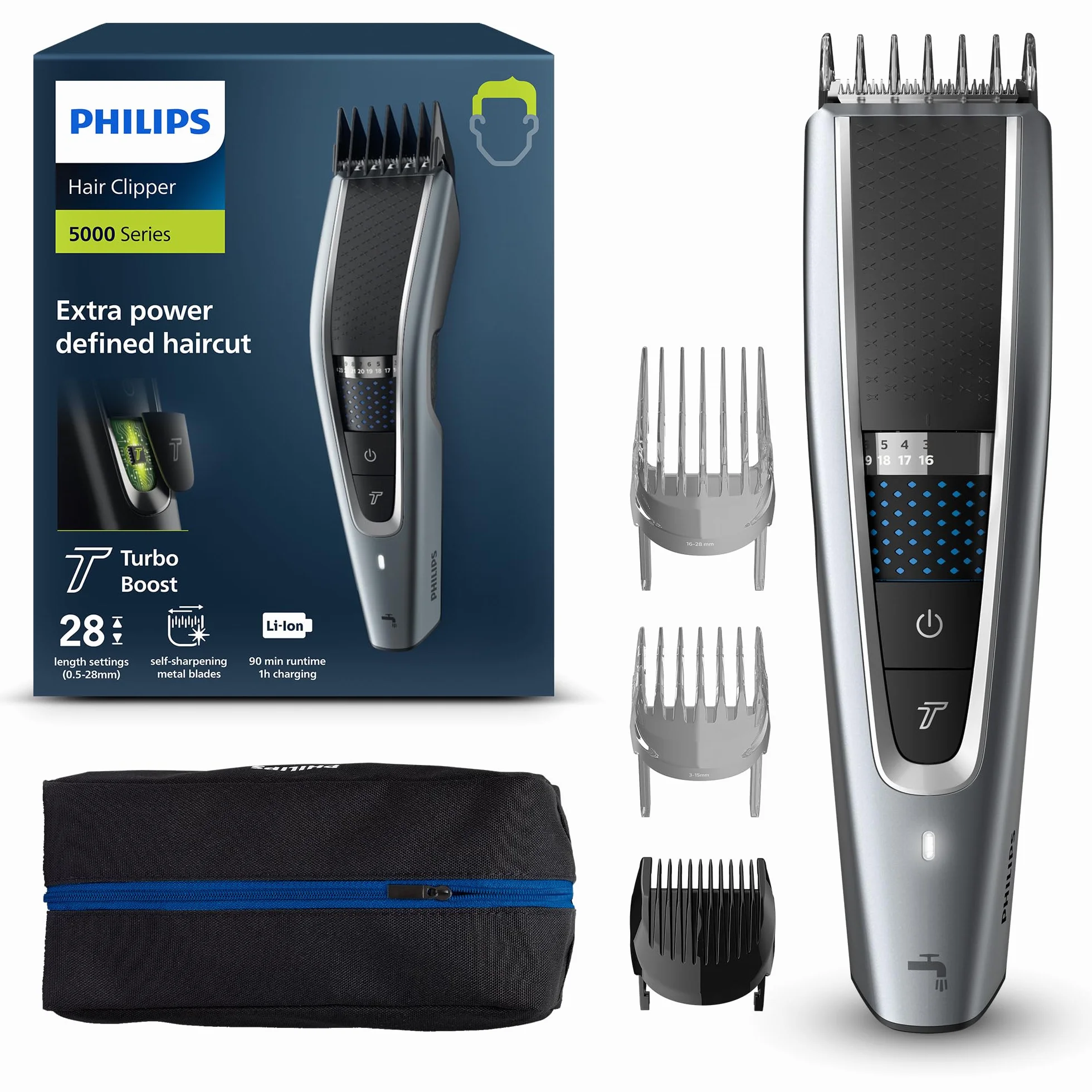 Philips S5000 maszynka do cięcia włosów Trim-n-Flow-Pro 28 ustawień 90 min baterii HC5630/15