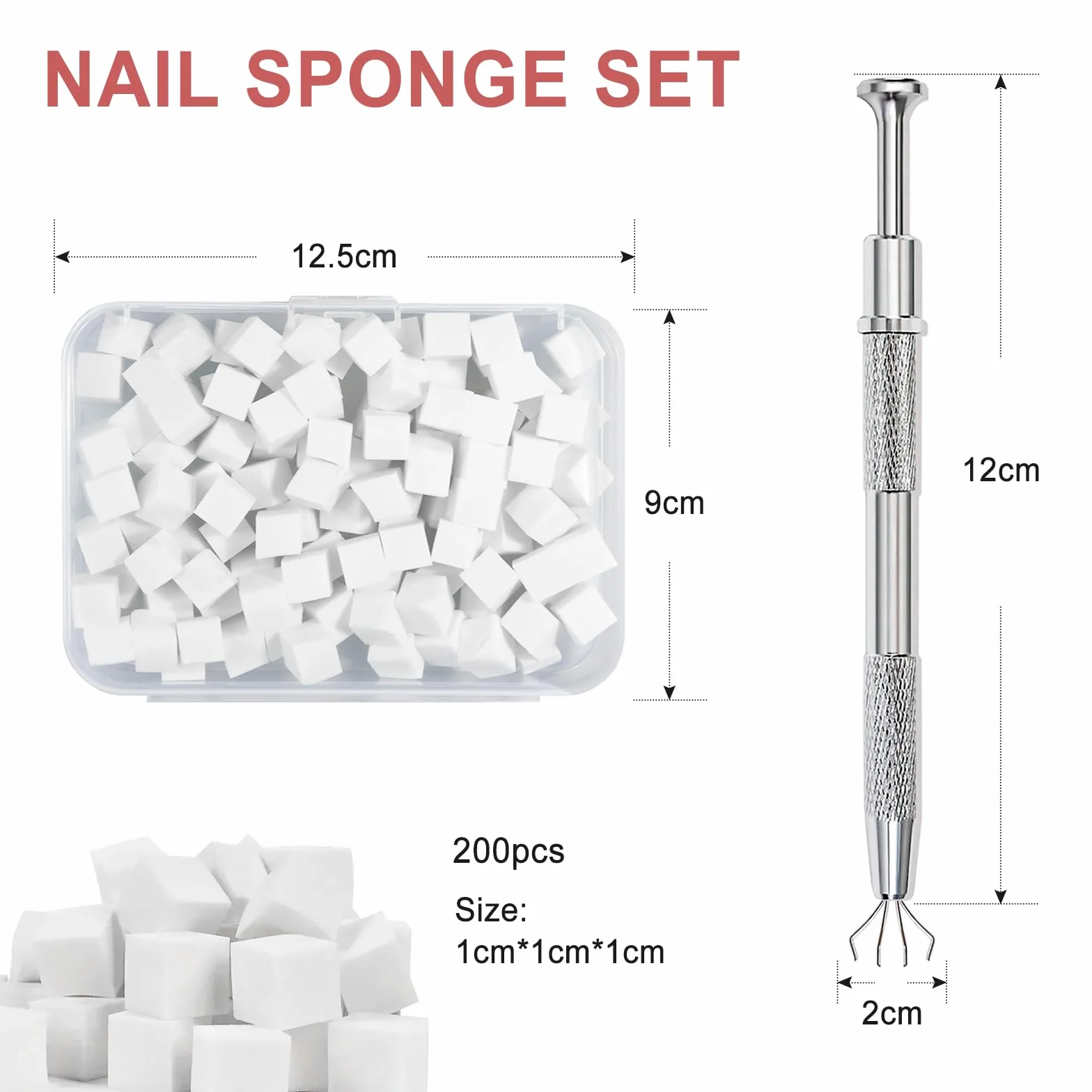 Qufiiry 200 sztuk Nail Art Schwämme mit Metallgreifer, Schwammpinsel, Maniküre Zubehör
