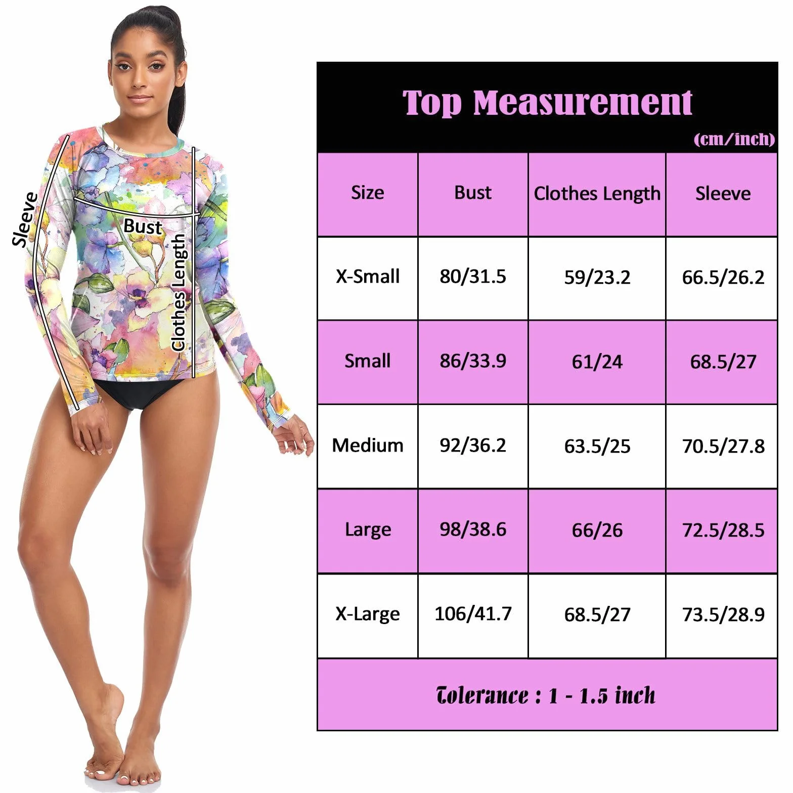 linqin Damskie koszulki Rashguard UPF 50+ z długim rękawem do pływania