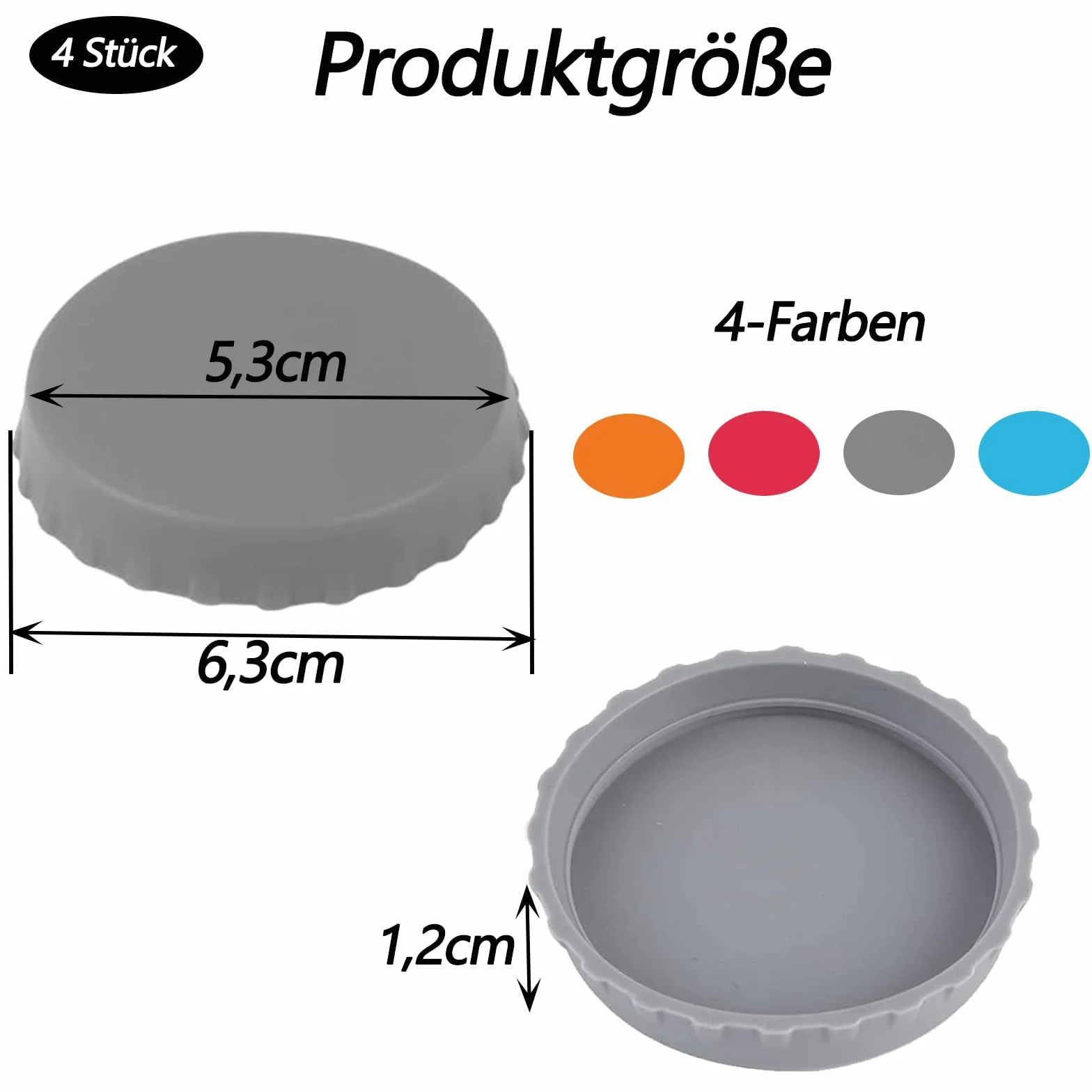 Catelves Silikonowe pokrywki na napoje, 4 sztuki słoików na napoje, zamknięcie, pokrywa słoika, przenośna pokrywka wielokrotnego użytku do puszek piwa / bańki (wielokolorowe)