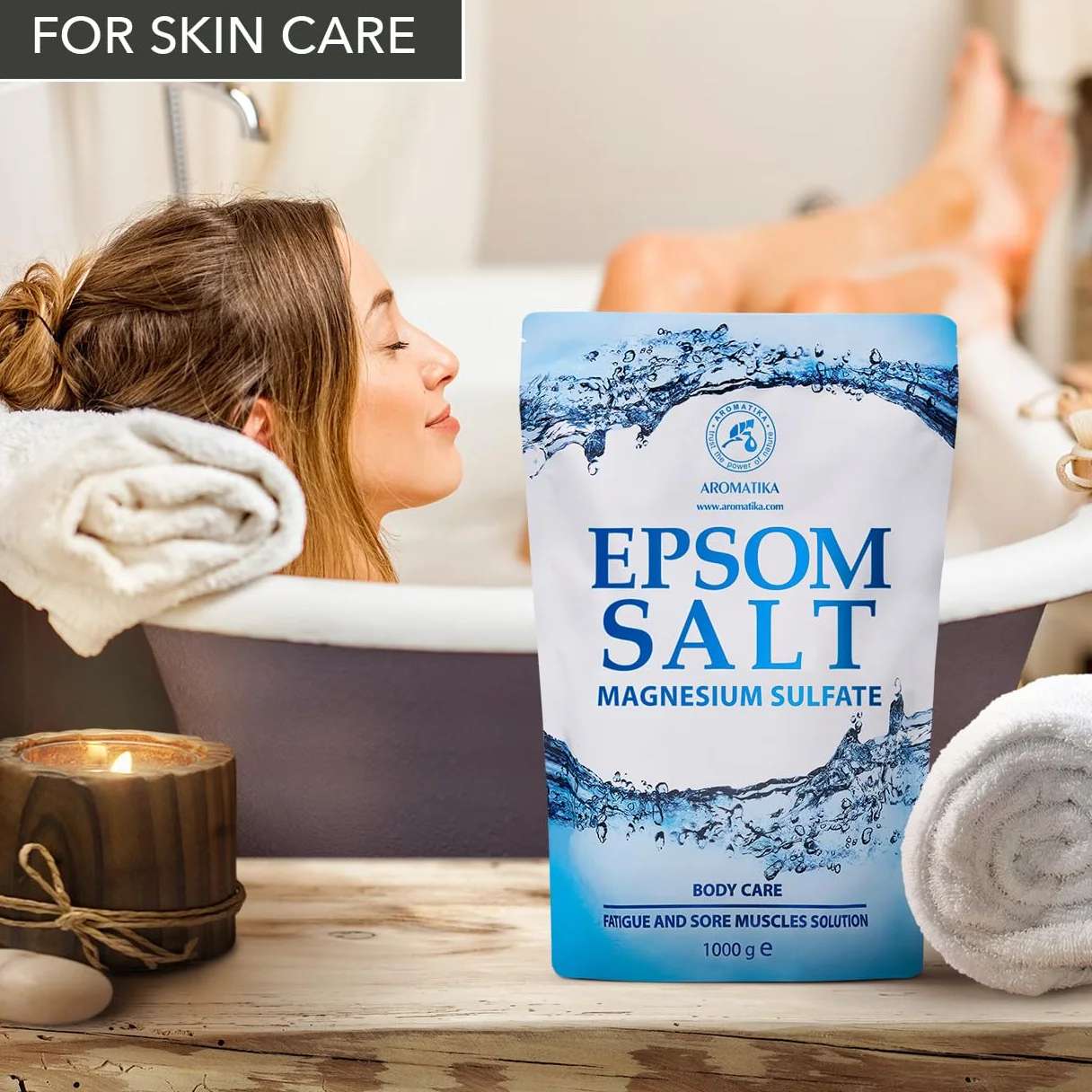 Epsom Bath Salts 1kg - Sól do Kąpieli Epsom 1000g - Czysta i Naturalna sól Epsom - Skoncentrowany Siarczan Magnezu - Koi i Lagodzi Zmęczenie - Relaks - Pielęgnacja Ciała