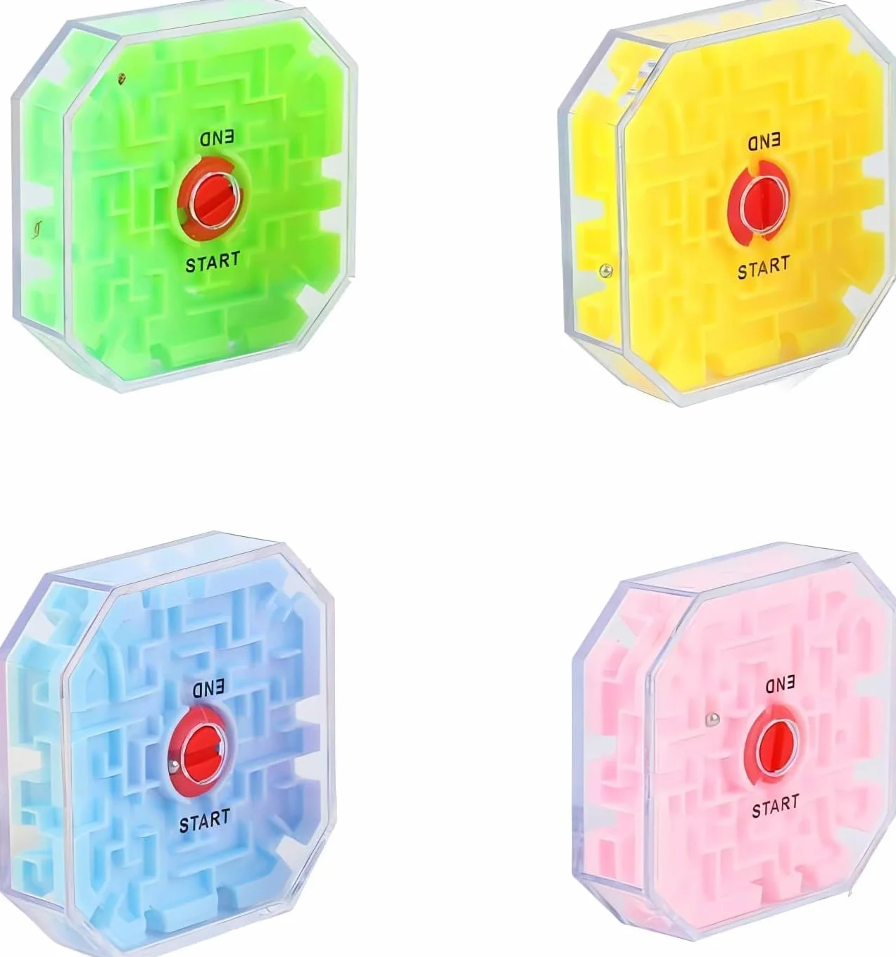 Magiczna kostka 3D Puzzle Labirynt Równowaga Labirynt Zabawki toczące się piłki, nauka edukacyjna Fidget Zabawka dla dzieci Dzieci Chłopcy Dziewczęta Mały rozmiar (4 szt.)