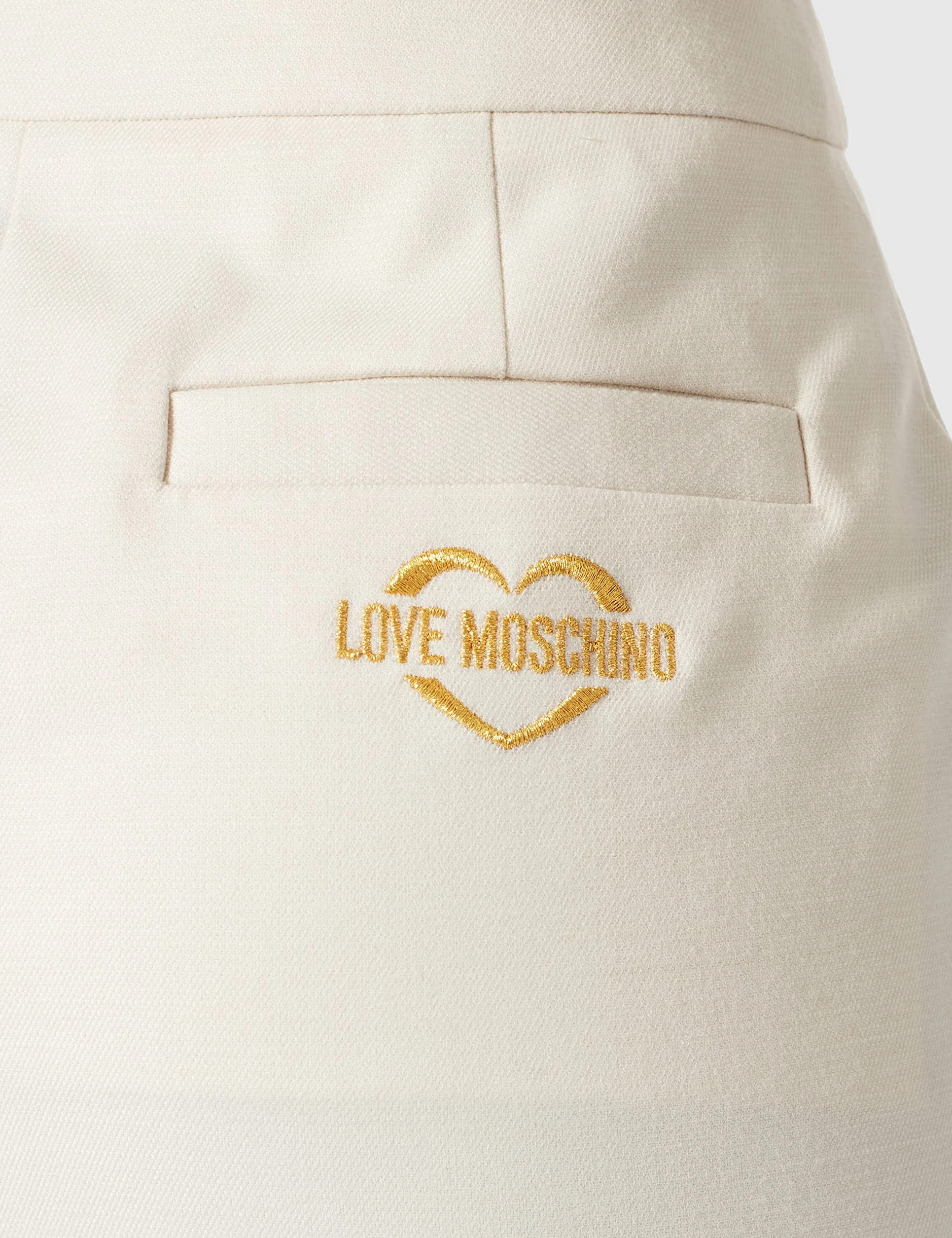 Love Moschino Skirt z 5 i złotym logo Heart Embroidery Above Back welt Pocket Spódnica, biała, damska TBC, biały, tbc