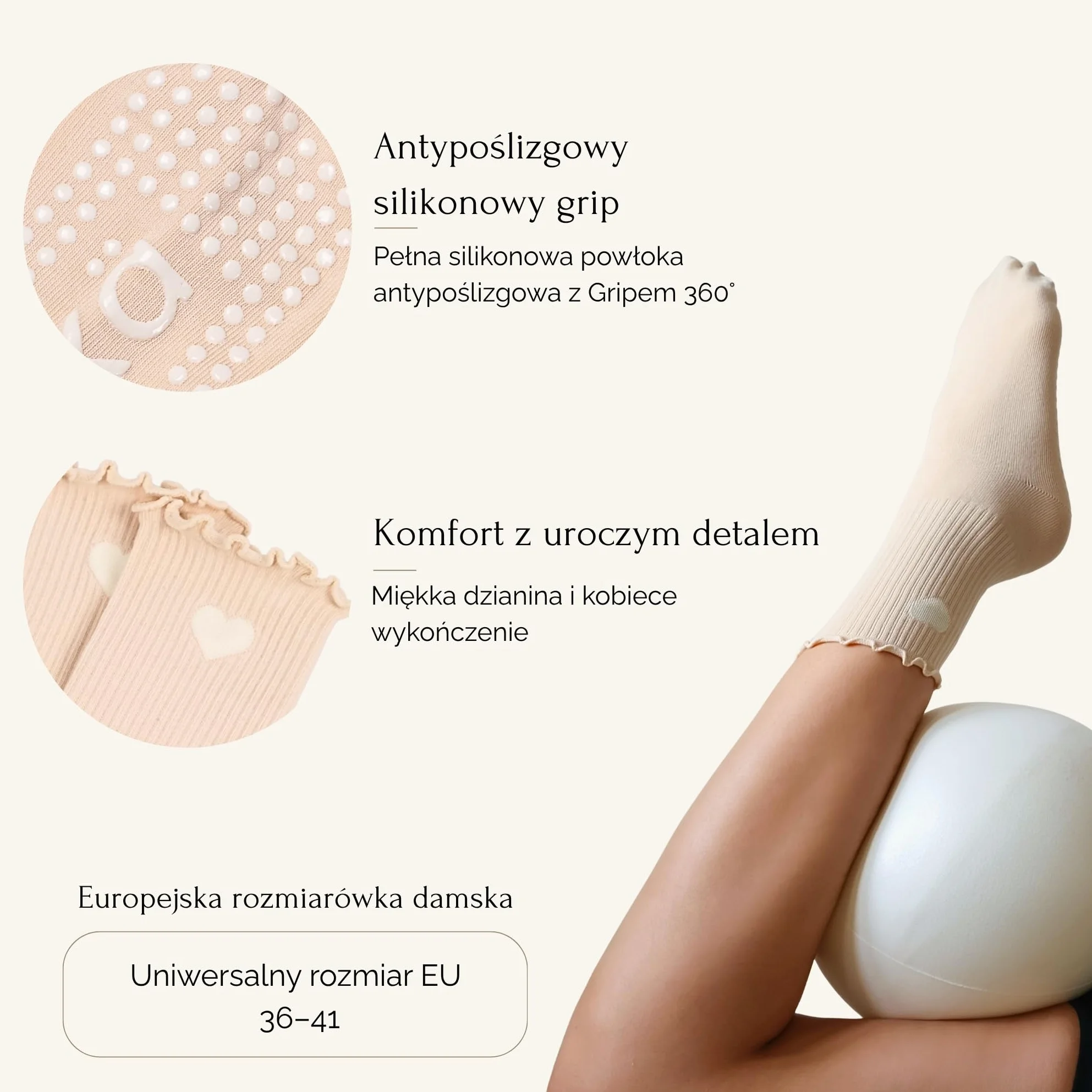 Skarpetki antypoślizgowe do pilatesu – ultra mocny grip, stabilność i komfort – idealne do treningu w domu, do jogi i fitnessu – Grip Socks – Elkä