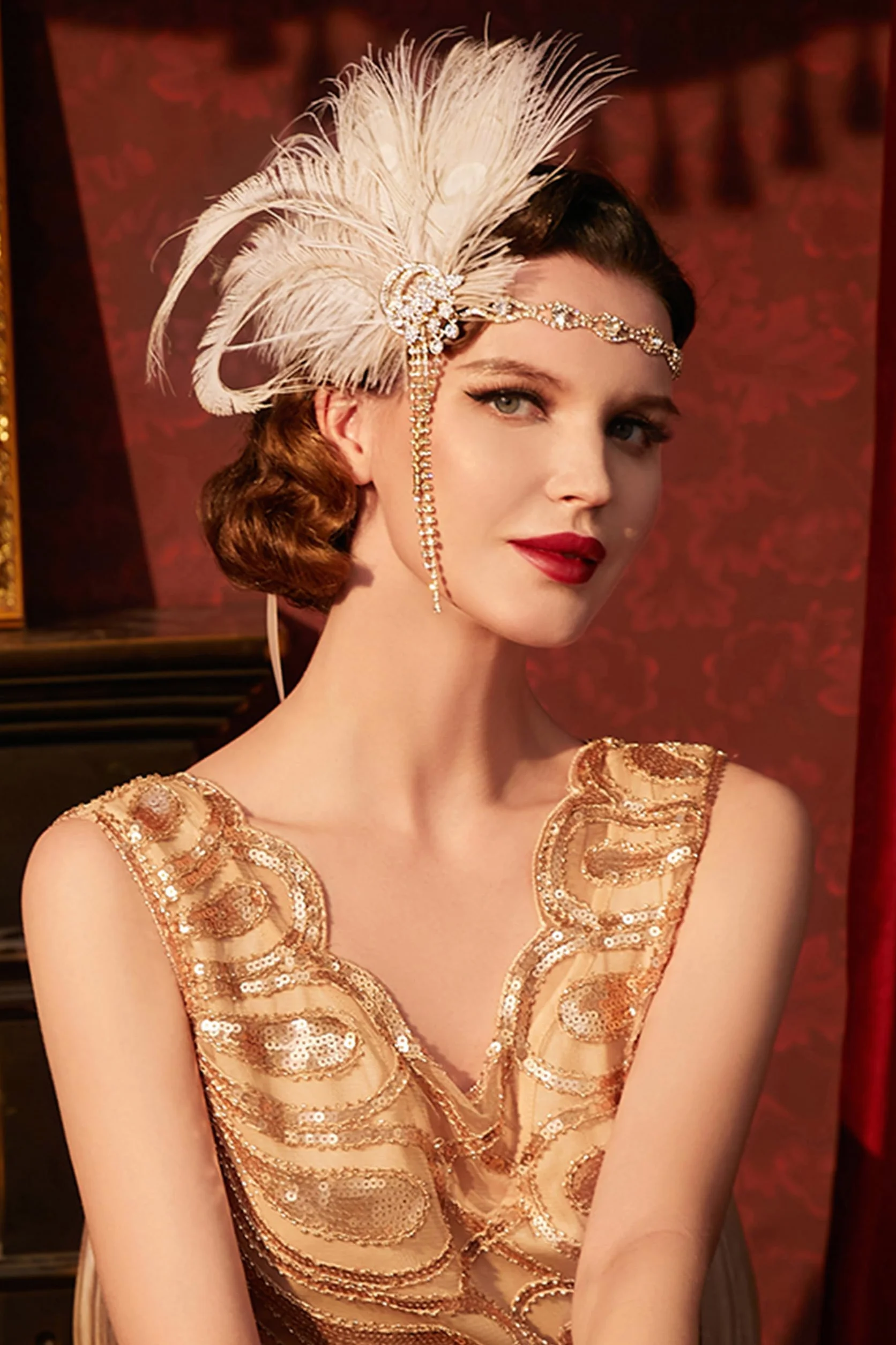 BABEYOND Opaska na głowę z lat 20. XX wieku Flapper - Ryczące lata 20. Wielki Gatsby Feather opaska na głowę lata 20. XX wieku Flapper Gatsby akcesoria