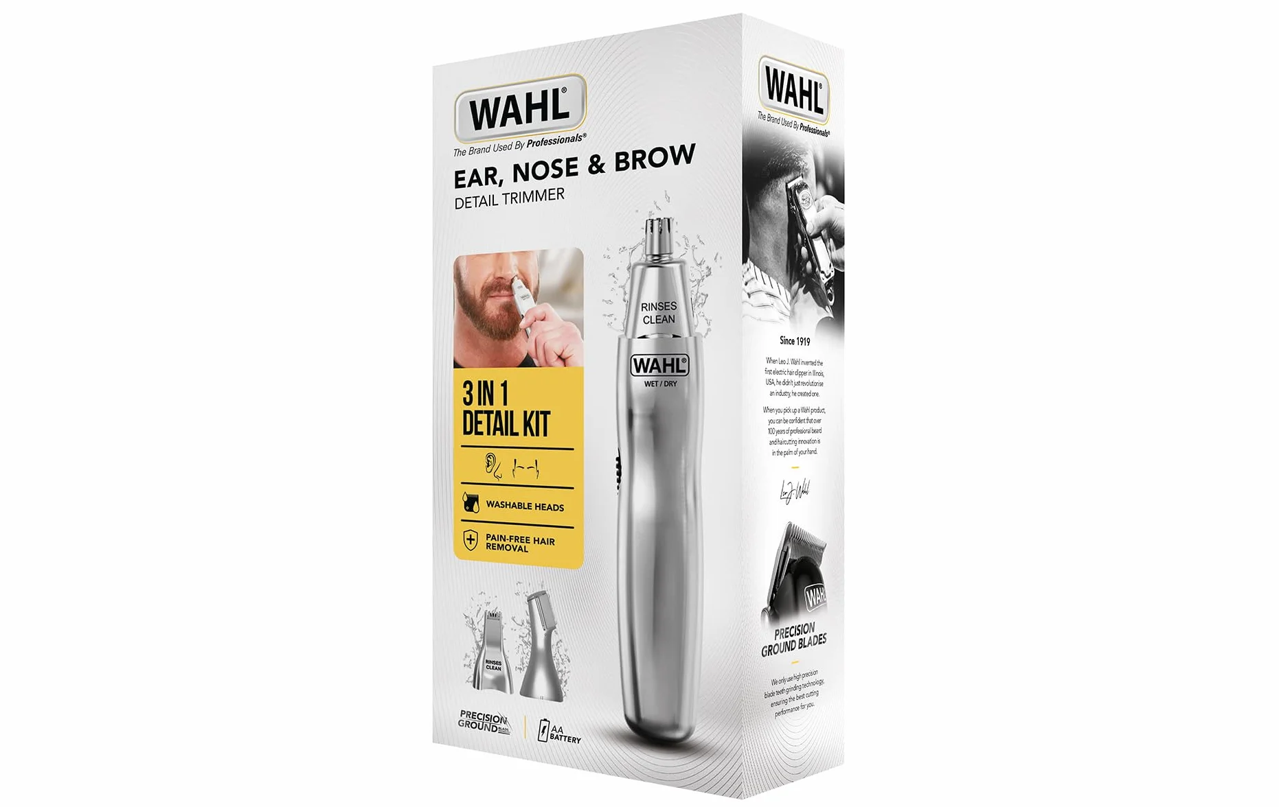 Wahl 5545 – 2416 osobisty trymer 3 w 1 do włosów w nosie i uszach, zmywalny, zasilany bateriami