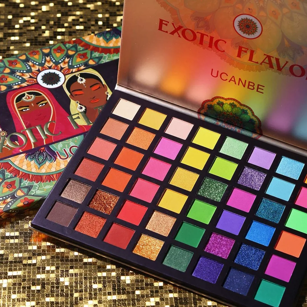 UCANBE paleta 48 kolorowych cieni do powiek, brokatowe, matowe, egzotyczne aromaty, cienie do powiek, neonowe, metaliczne, zielone, kosmetyki do makijażu oczu