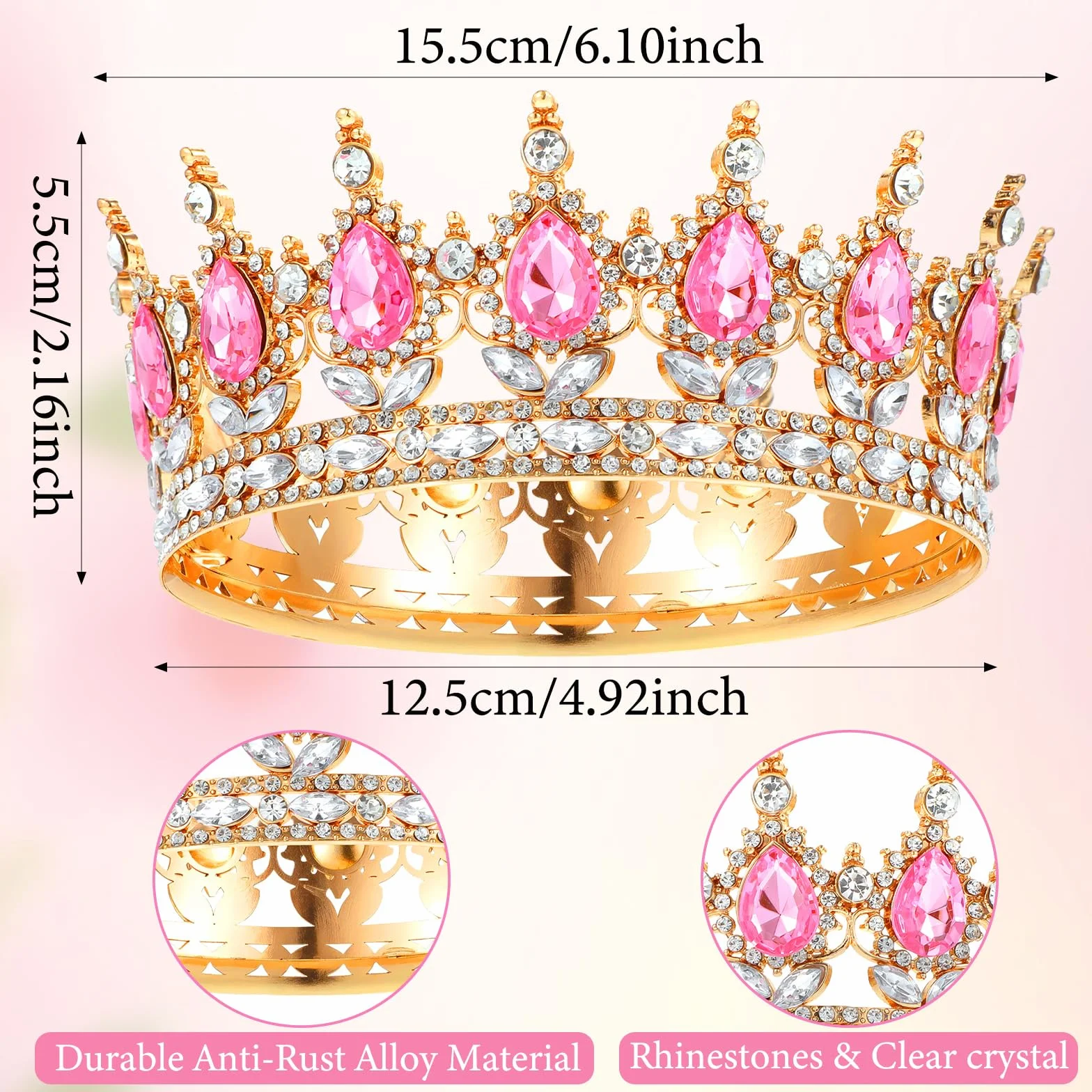 1 sztuka Tiara księżniczki Korona Damska Tiara z kryształami Tiara dla dziewczyn Damska kryształowa Tiara Damskie vintage tiary Błyszczące diademy Biżuteria do włosów dla panny młodej, ślub, bal