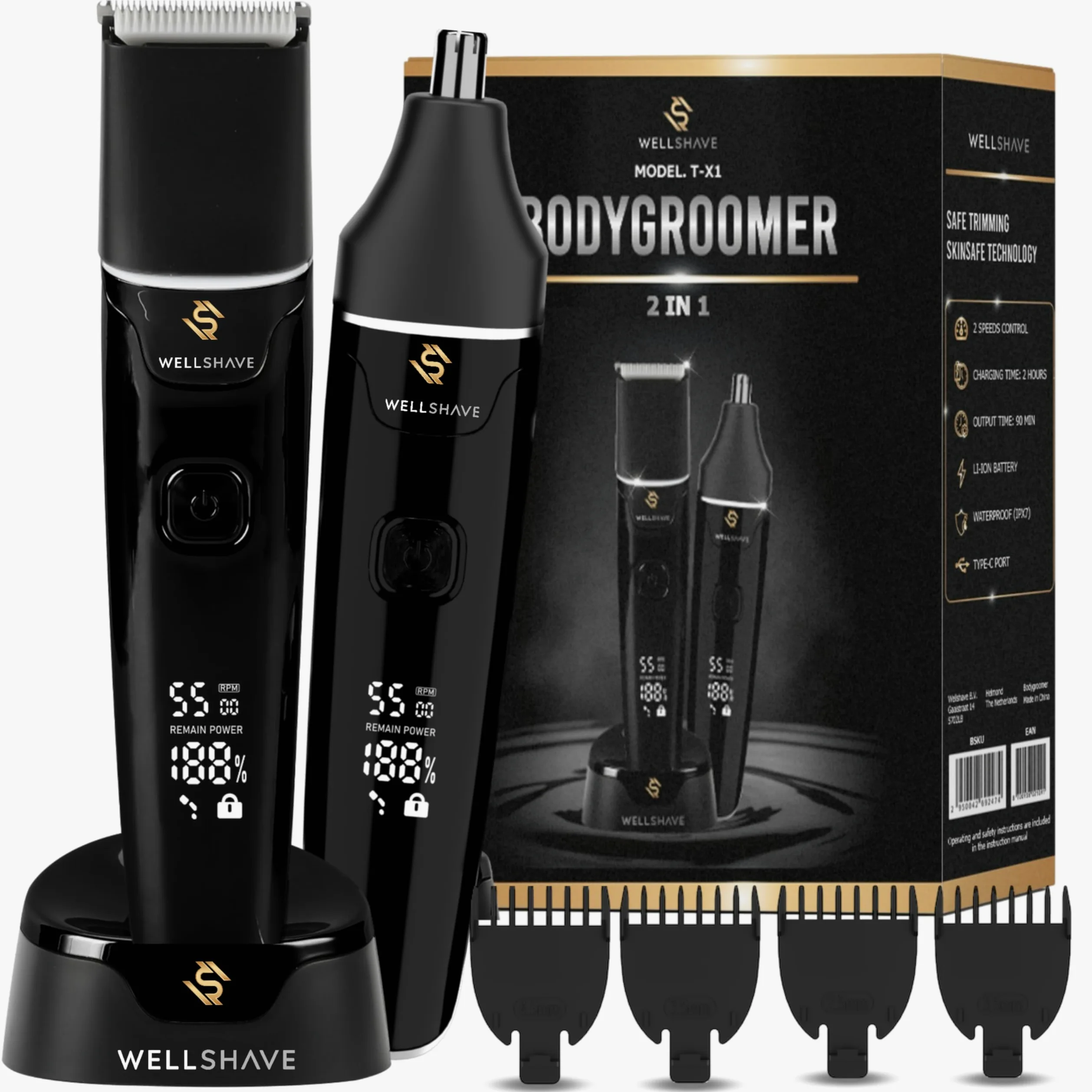 Golarka męska intymna 2 w 1 IPX7 wodoodporna USB-C trymer do nosa
