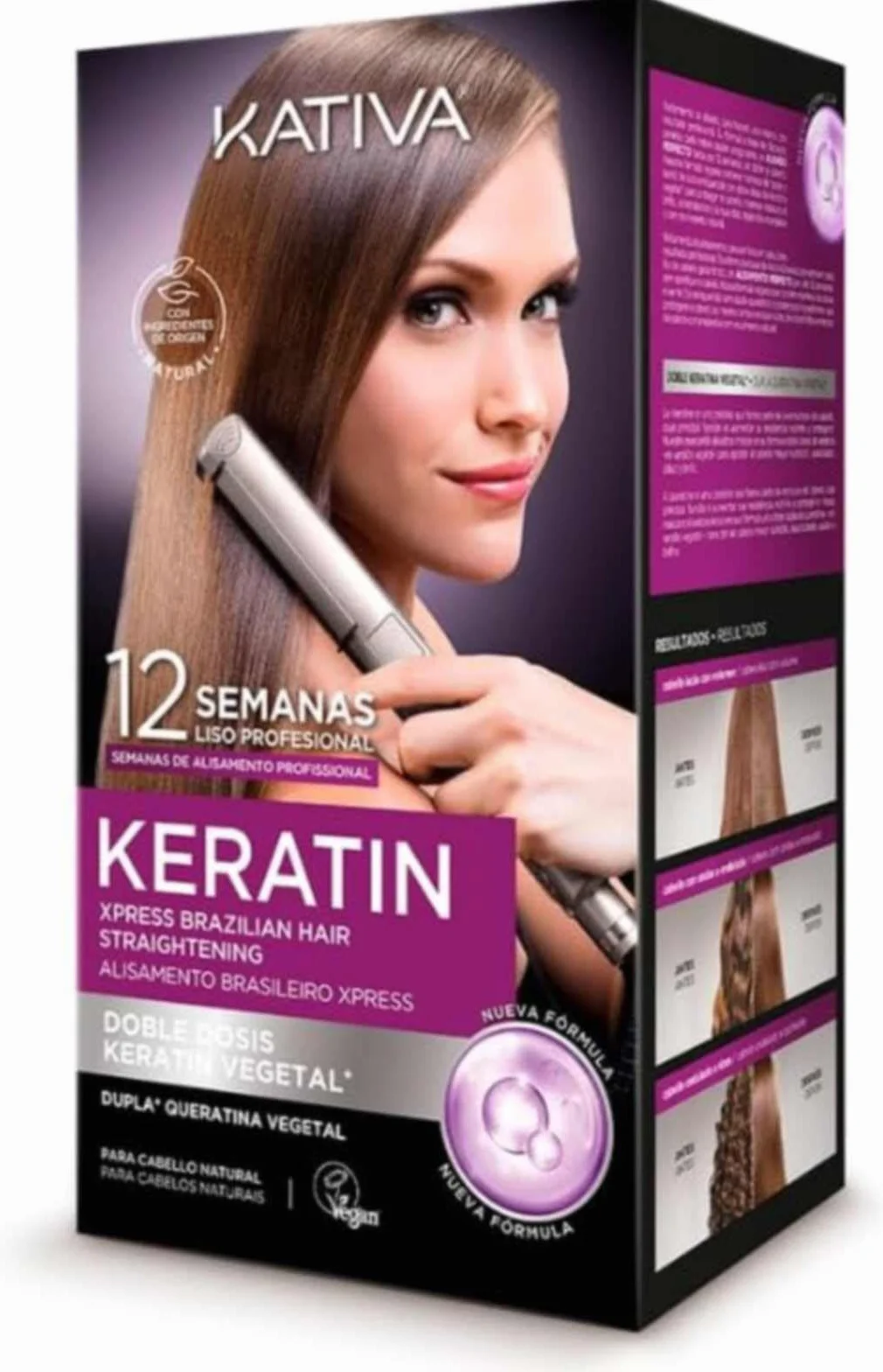 KATIVA Keratin Brazylijskie Prostowanie Xpress | Nowa Formuła z Podwójną Keratyną | Profesjonalne Prostowanie w Domu | Do 12 Tygodni | Keratyna Roślinna