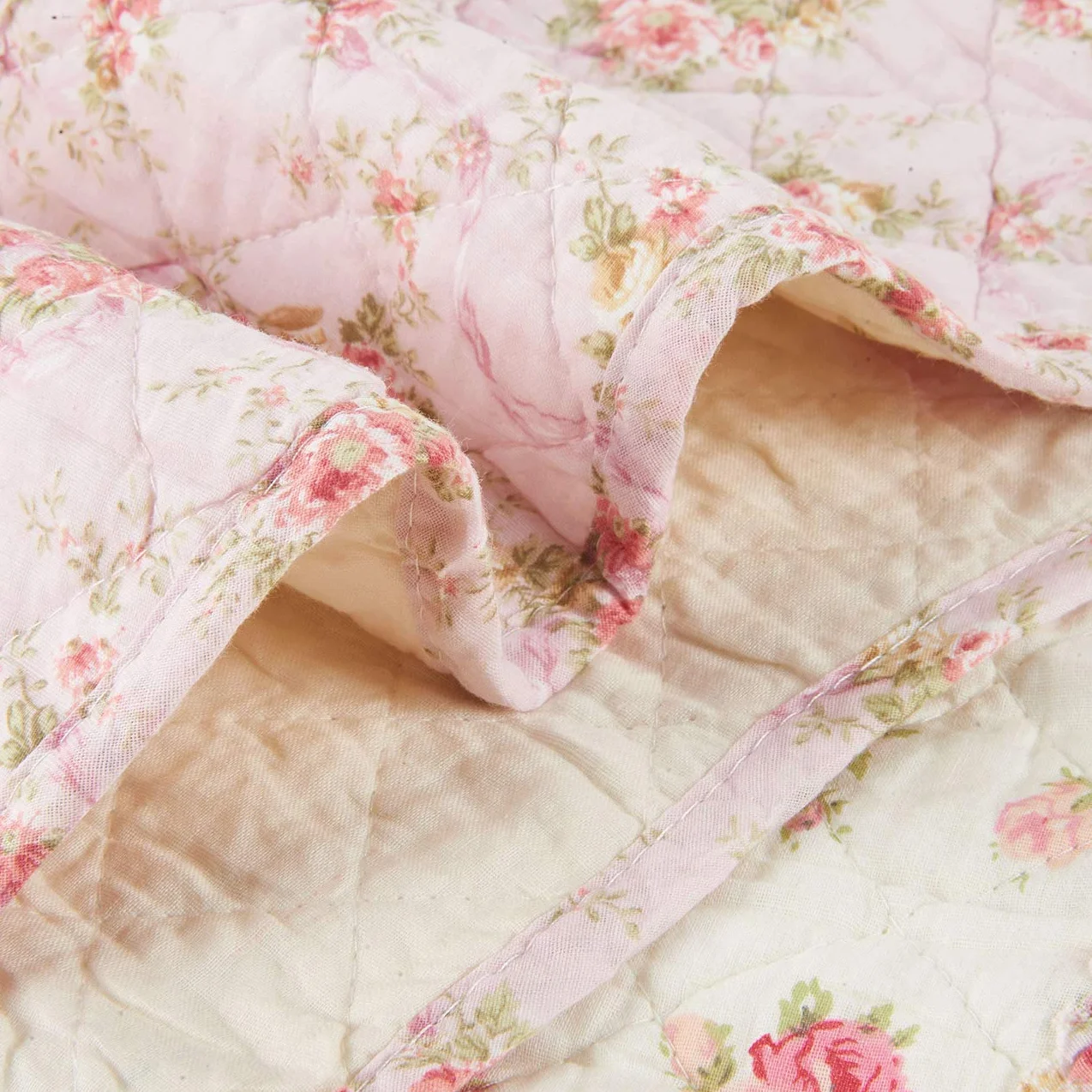Cozyholy Oryginalna 100% bawełna, patchworkowa, kołdra, podwójna, różowa, kwiatowa, dwustronna, vintage, styl shabby chic, pikowana narzuta na łóżko, na kanapę, sofę
